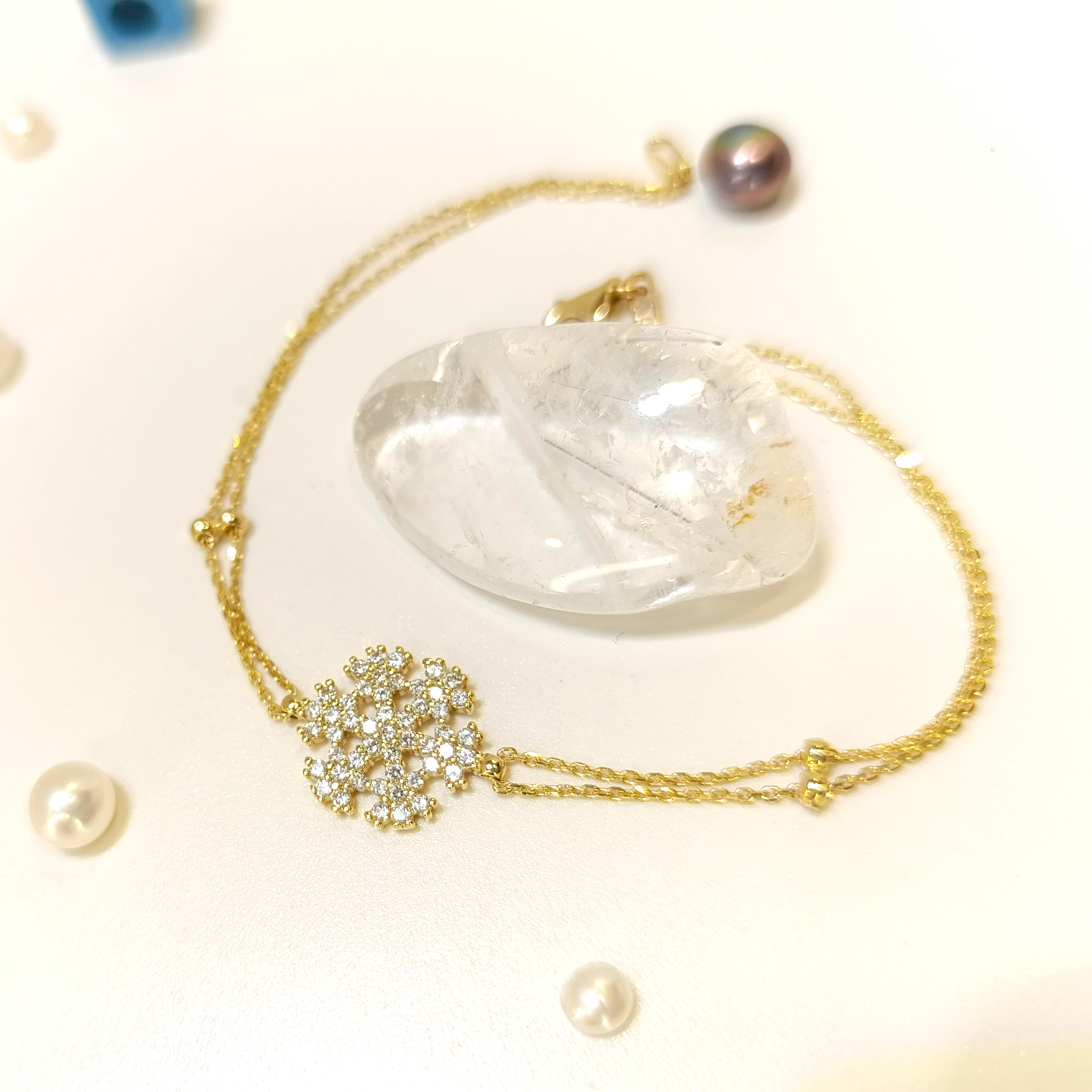 Kar Tanesi Bileklik Künye 14 Ayar Altın HD VİDEOLU