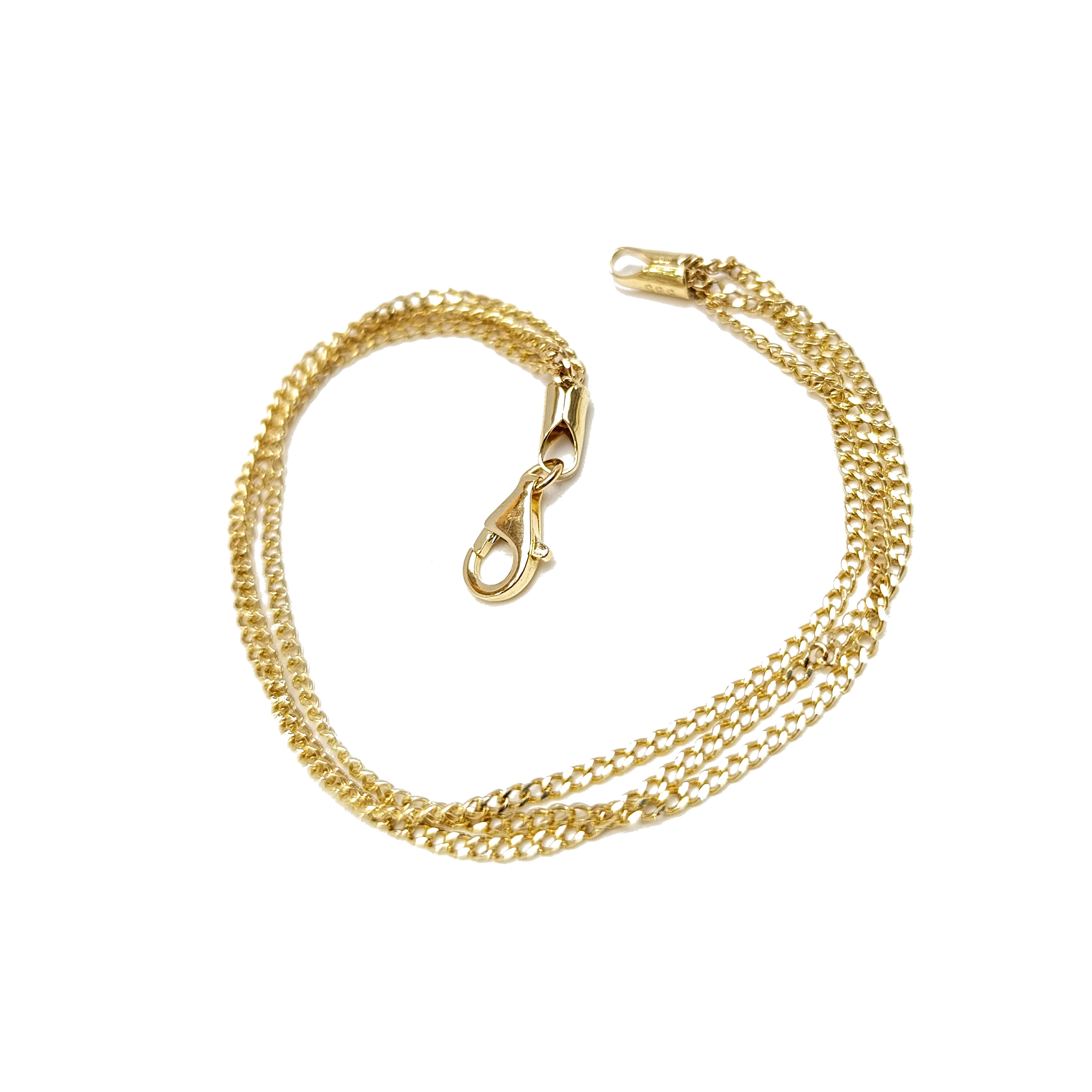 Üçlü Gurmet Zincir Bileklik Künye 14 Ayar Altın HD VİDEOLU