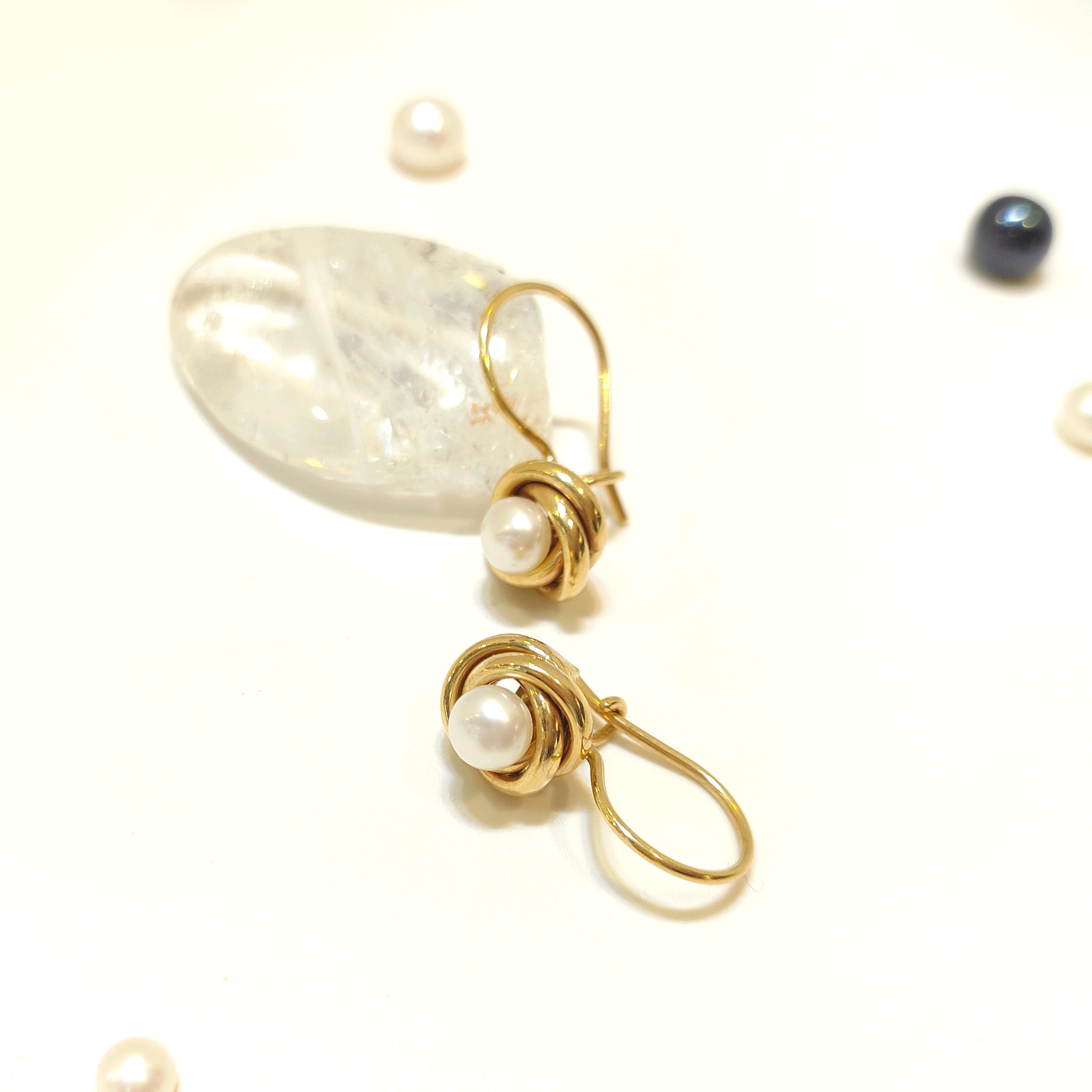 11mm Olimpiyat  İnci Küpe 14 Ayar Altın HD VİDEOLU