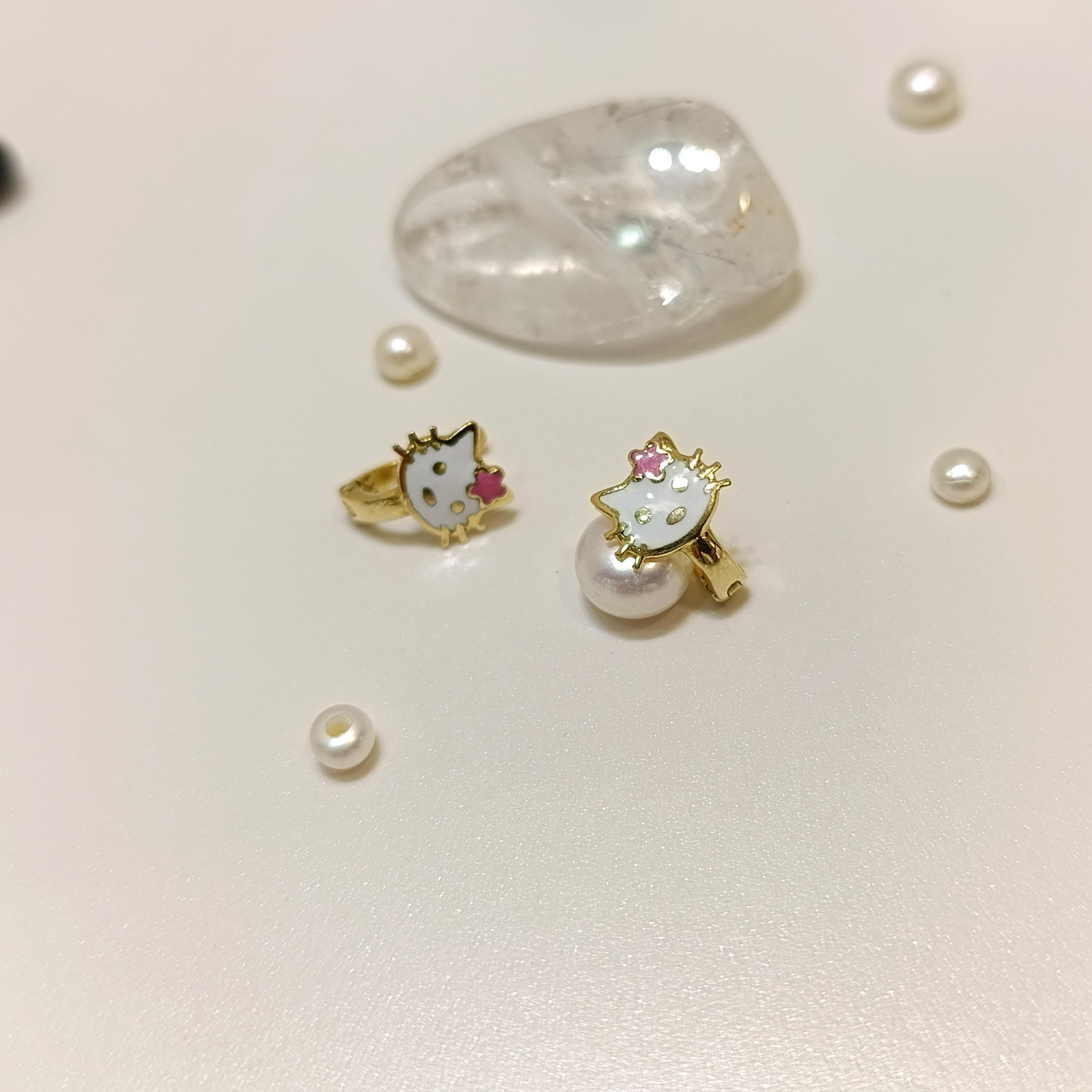 12mm Çocuk Boyu Kedi Küpe 14 Ayar Altın HD VİDEOLU
