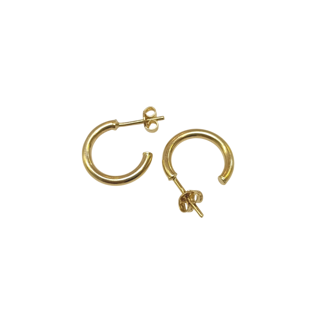 14.2mm Vidalı Klasik Halka Küpe 14 Ayar Altın HD VİDEOLU