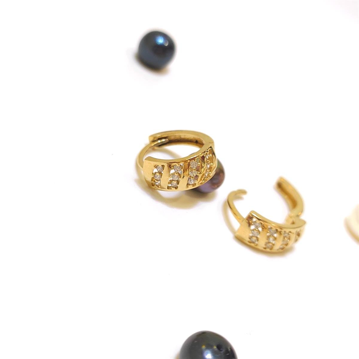 14mm Taşlı Halka Küpe 14 Ayar Altın HD VİDEOLU