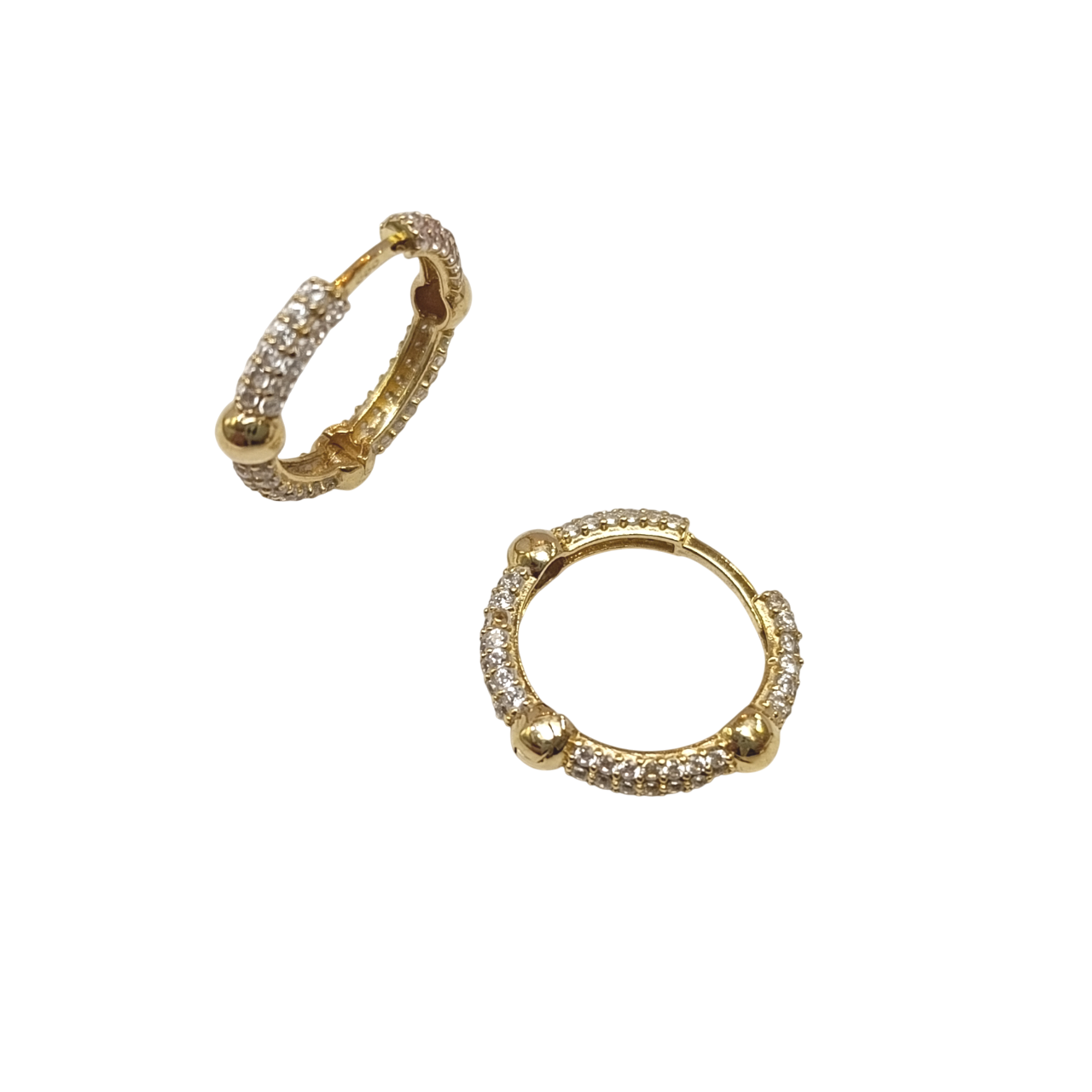 16.3mm Taşlı Halka Küpe 14 Ayar Altın HD VİDEOLU