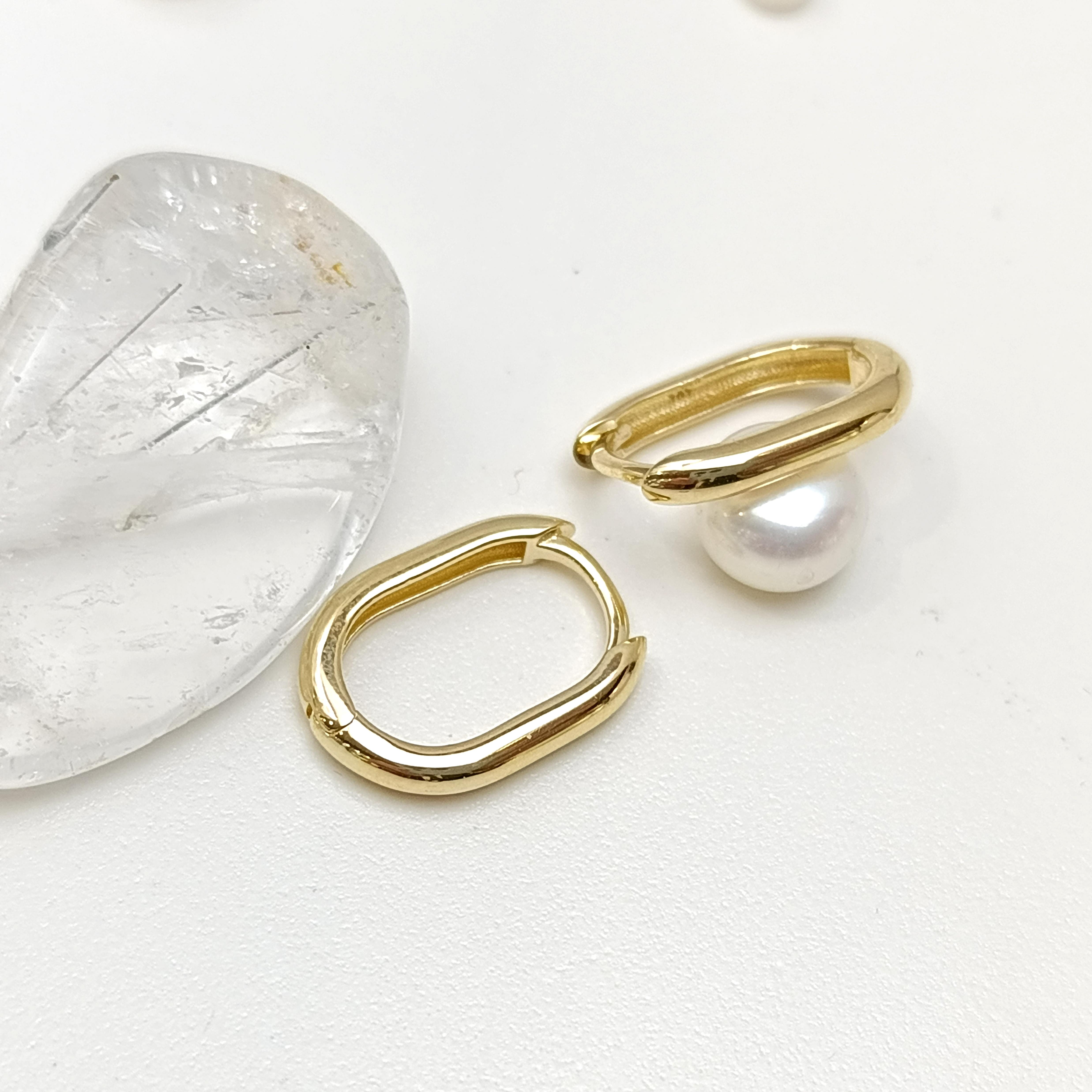 16mm Oval Halka Küpe 14 Ayar Altın HD VİDEOLU