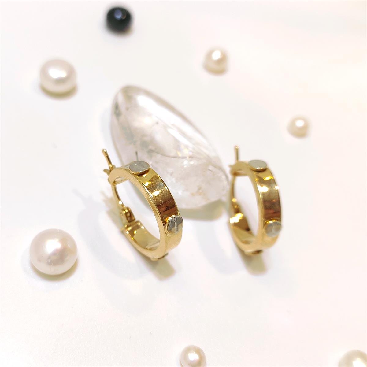 18.5mm Vida Başı Halka Küpe 14 Ayar Altın HD VİDEOLU