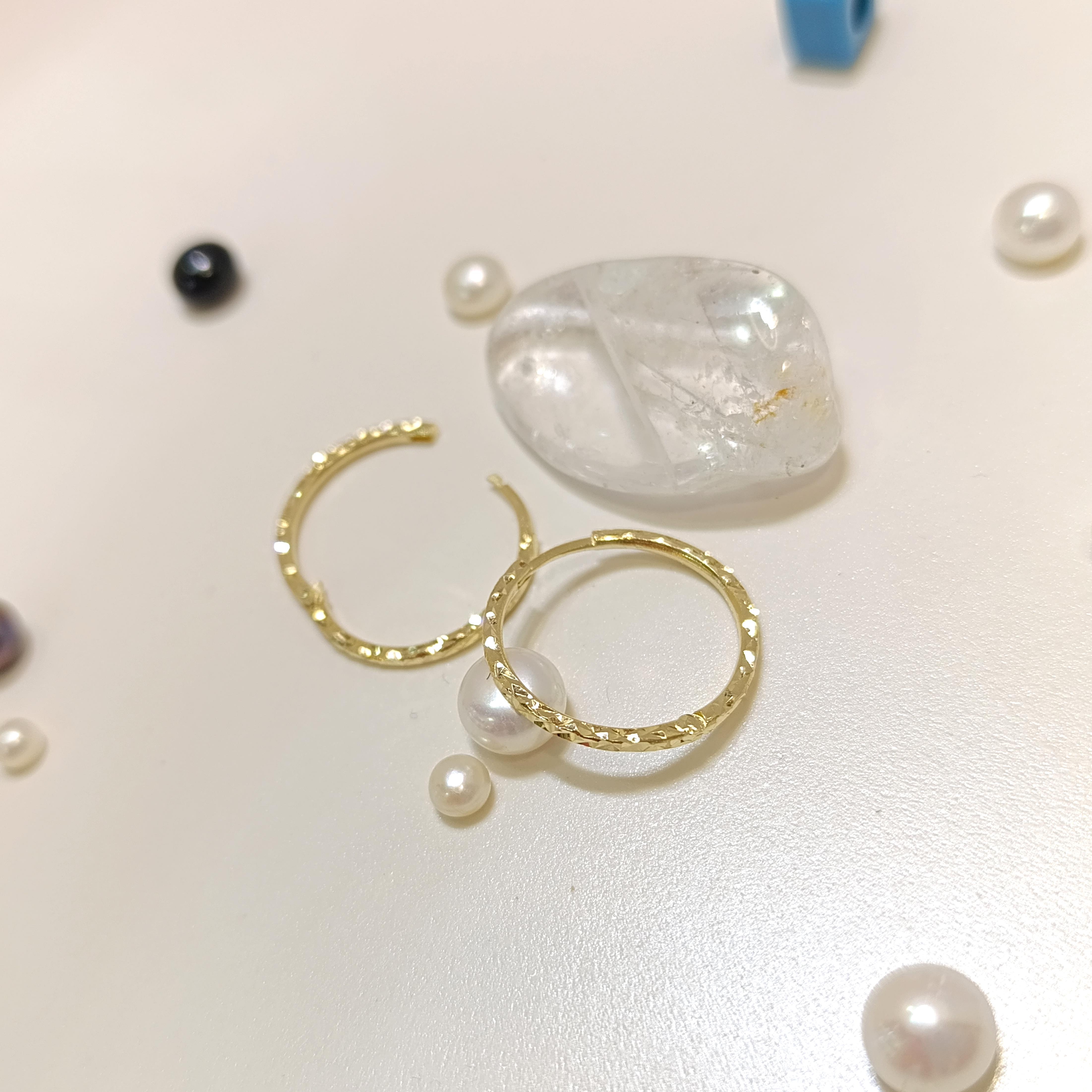 21mm Kalem İşlemeli Halka Küpe 14 Ayar Altın HD VİDEOLU