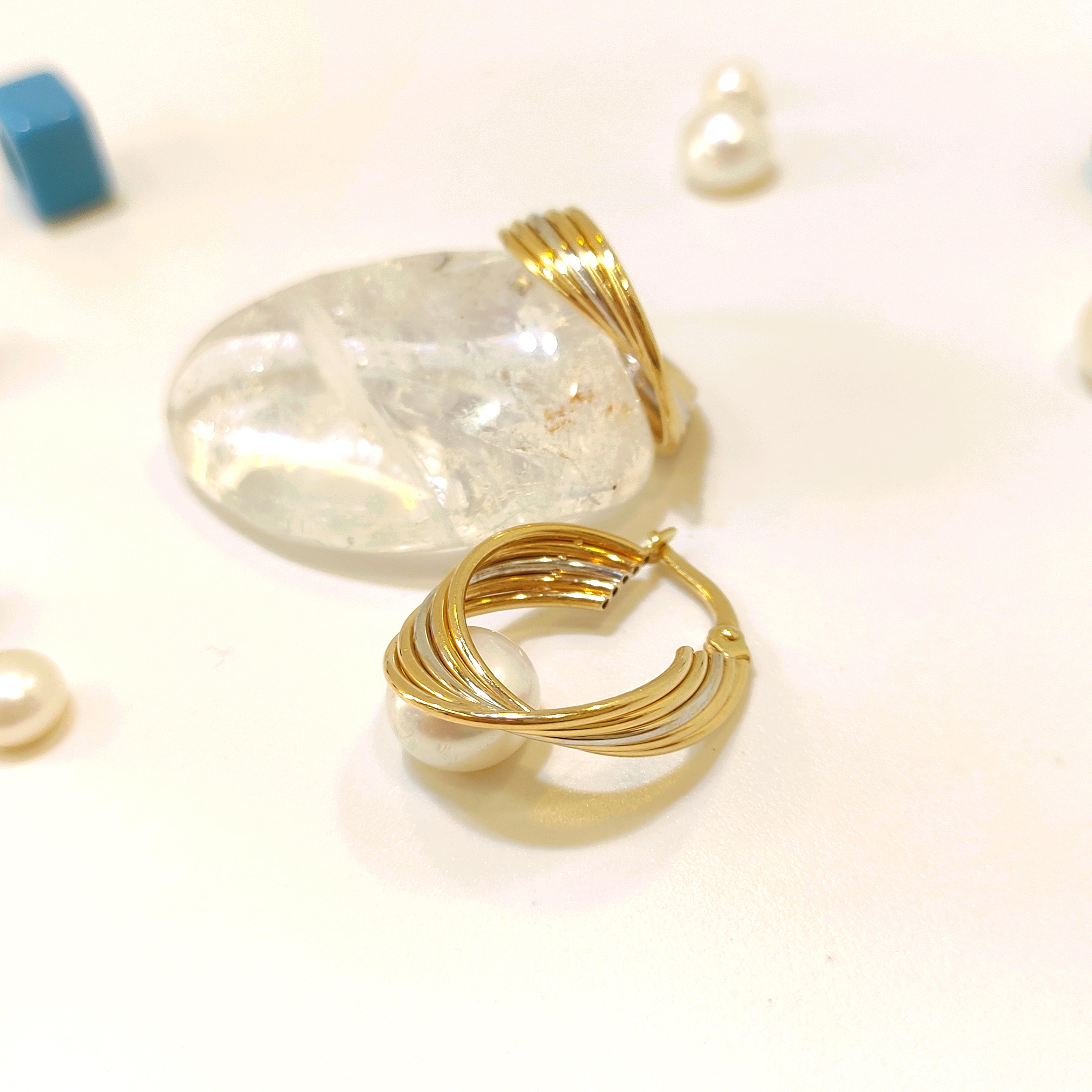 22mm Beşli Renkli Halka Küpe 14 Ayar Altın 