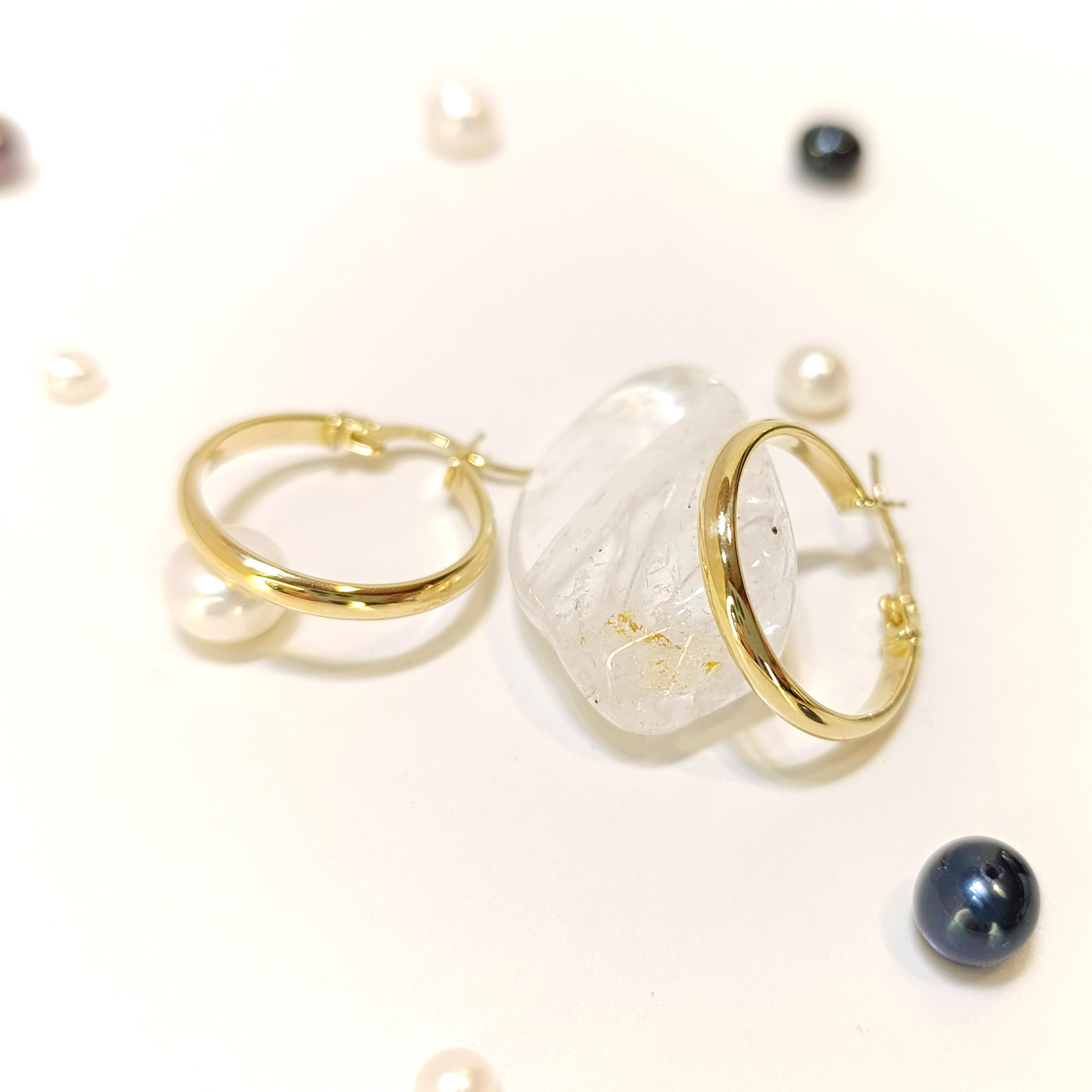 22mm Klasik Halka Küpe 14 Ayar Altın HD VİDEOLU