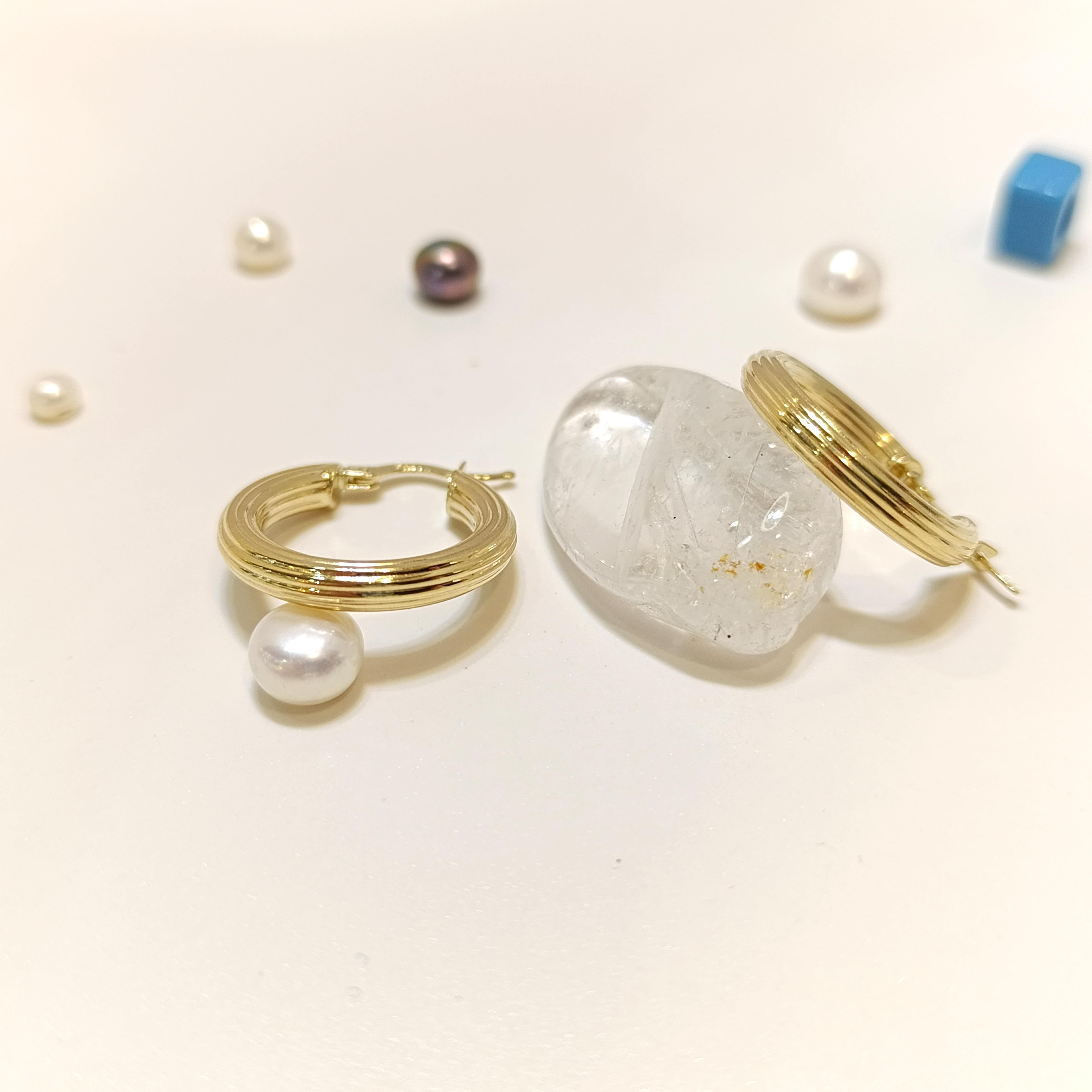 23mm Çizgili Halka Küpe 14 Ayar Altın HD VİDEOLU