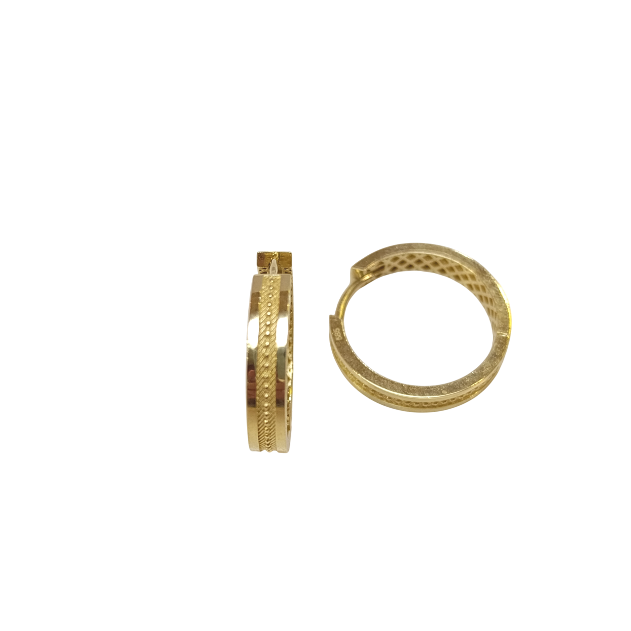 24mm Antik Desenli Halka Küpe 14 Ayar Altın HD VİDEOLU