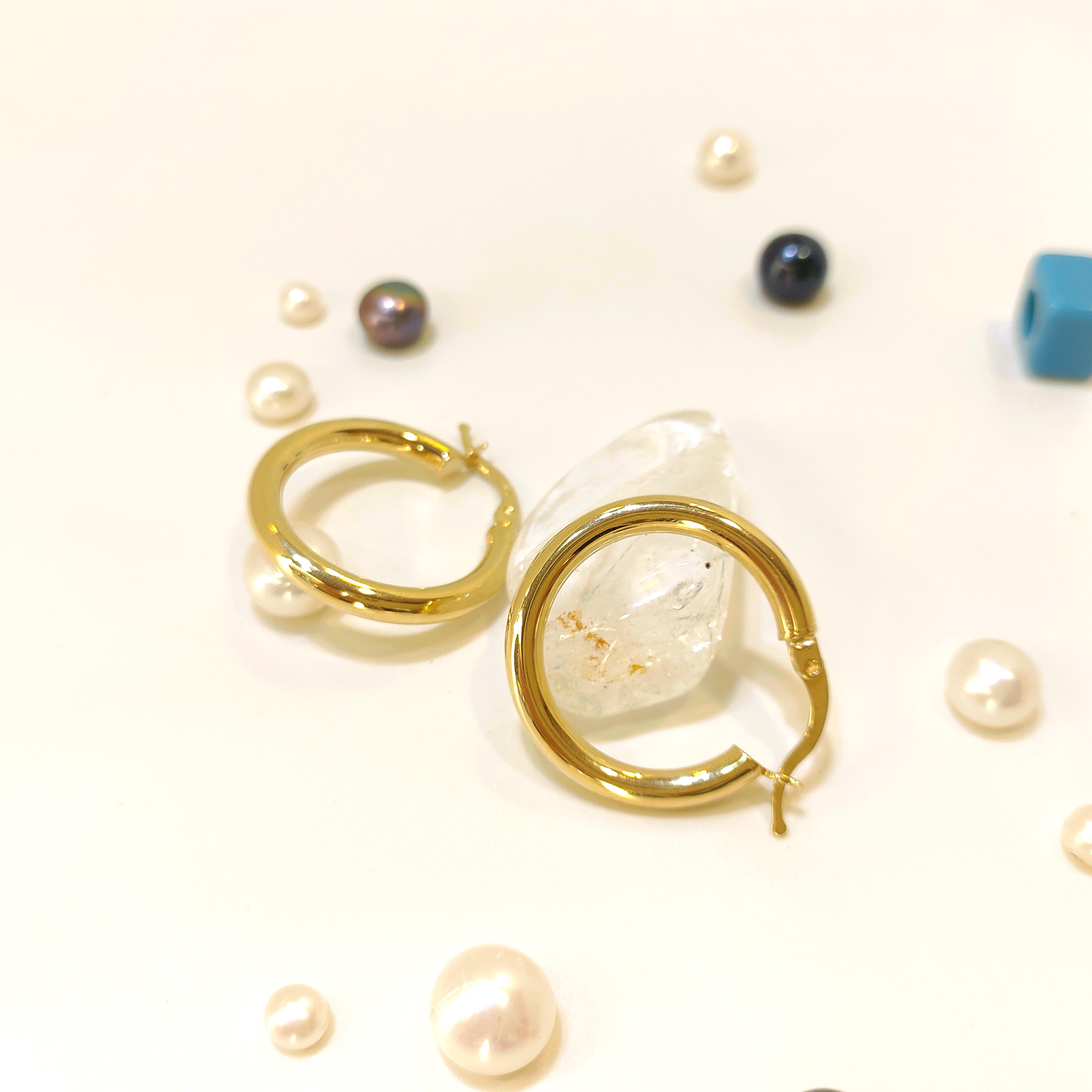 24mm Klasik Halka Küpe 14 Ayar Altın 