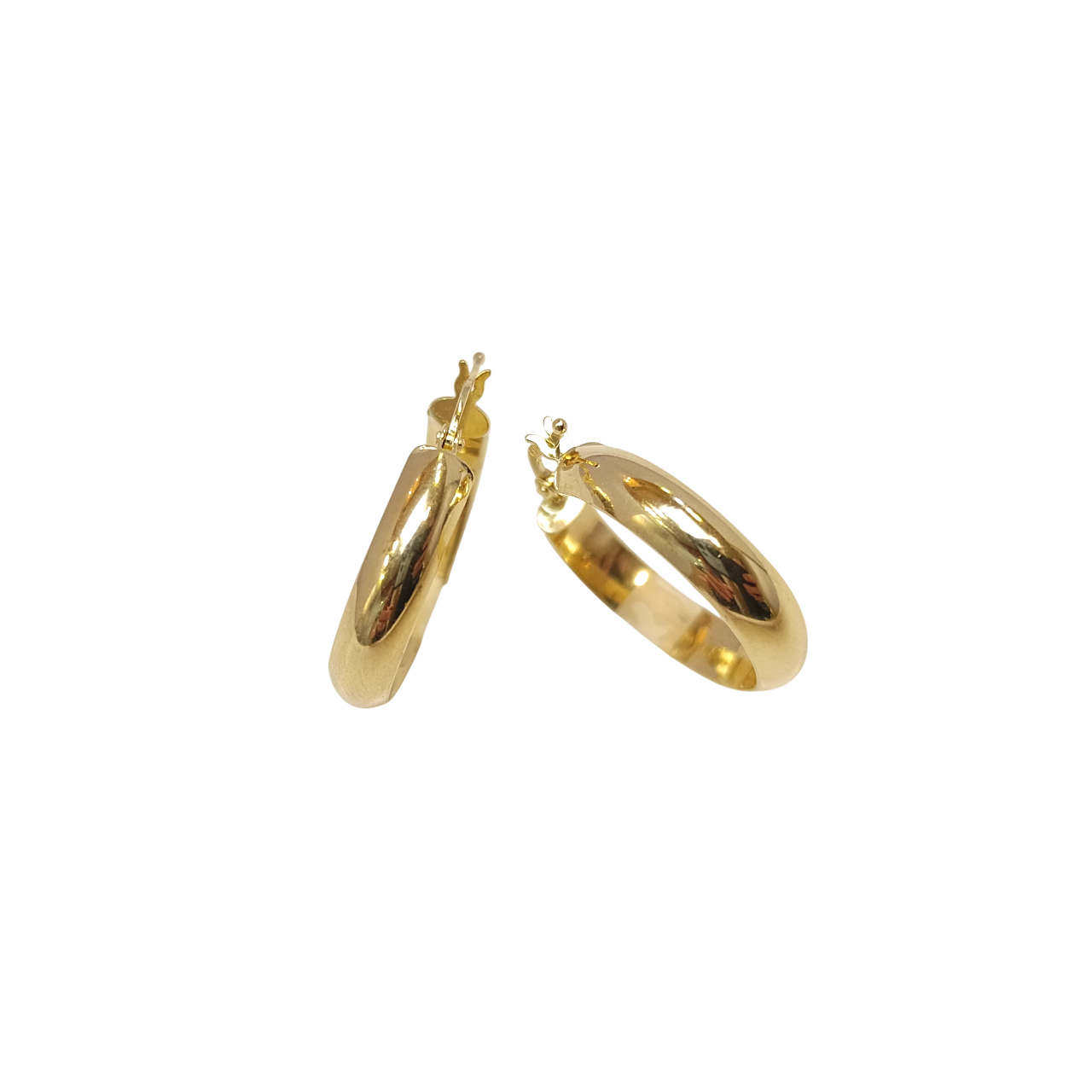 25.3mm Klasik Halka Küpe 14 Ayar Altın HD VİDEOLU