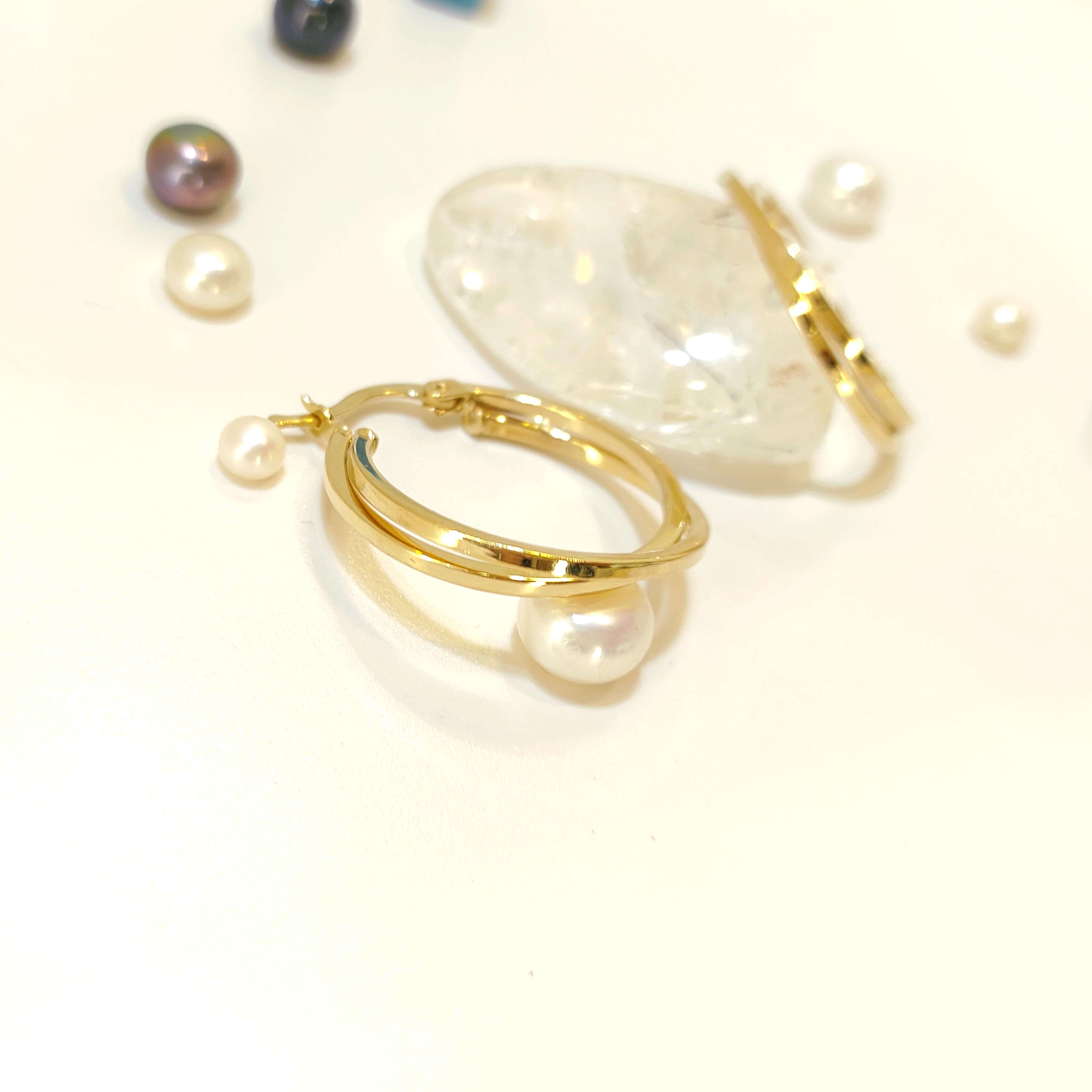 25mm İkili Halka Küpe 14 Ayar Altın 