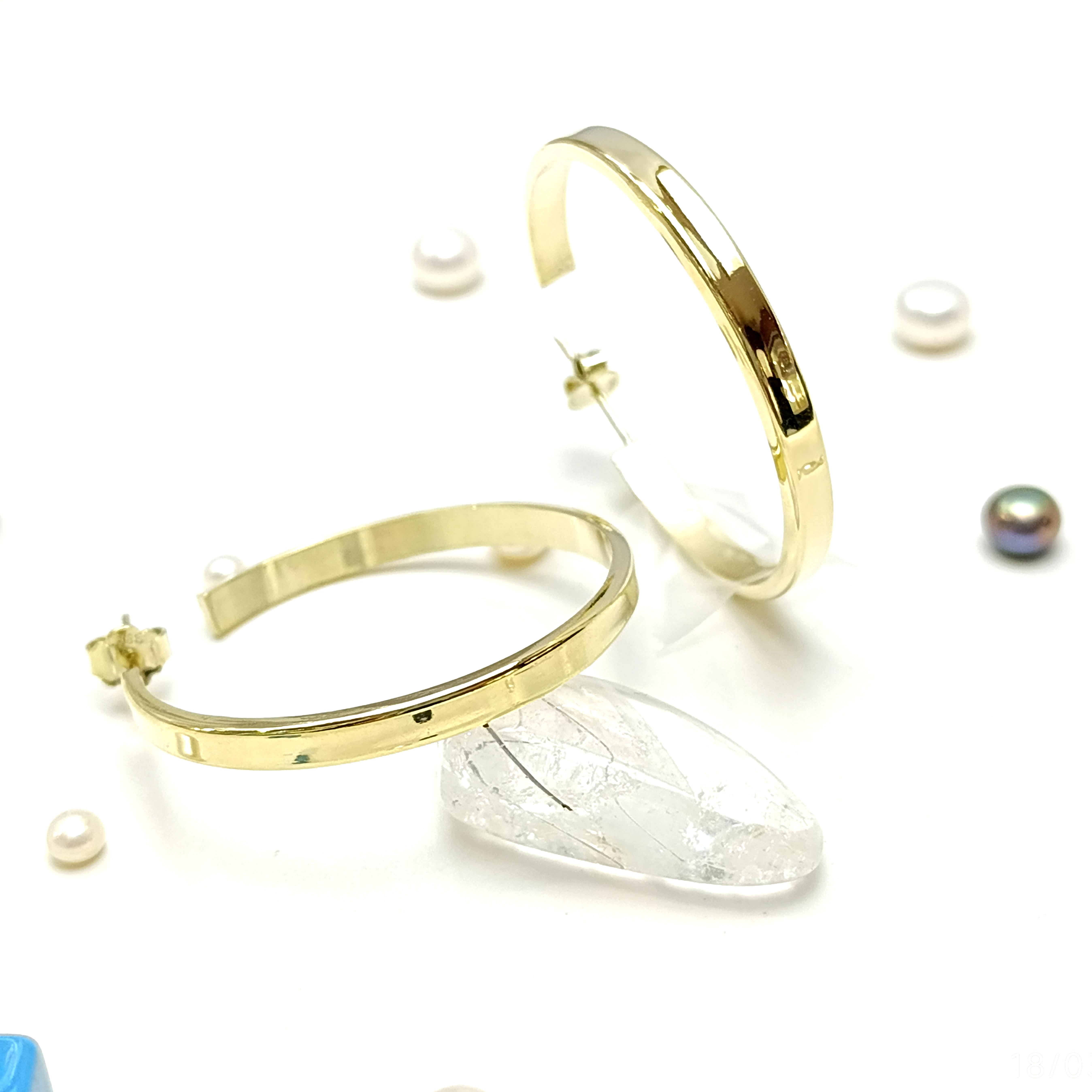 44mm  Extra Büyük Boy Vidalı Halka Küpe 14 Ayar Altın HD VİDEOLU