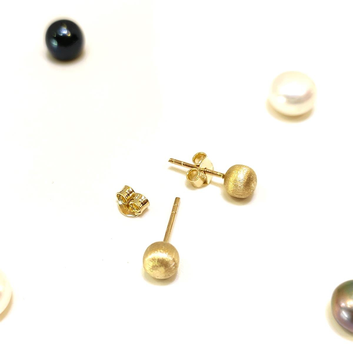 5.2mm Zımparalı Kumlu Top Küpe 14 Ayar Altın HD VİDEOLU