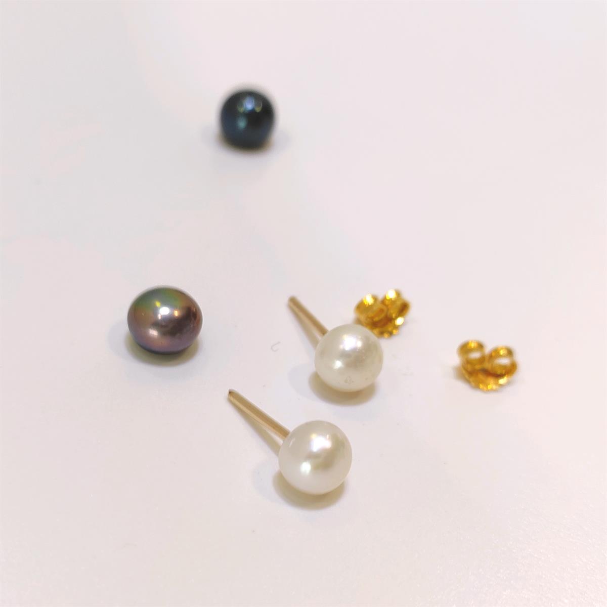 6.5mm İnci Vidalı Top Küpe 14 Ayar Altın HD VİDEOLU