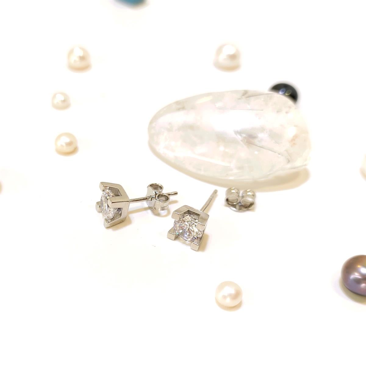6mm Tek Taş Vidalı Küpe 14 Ayar Altın HD VİDEOLU