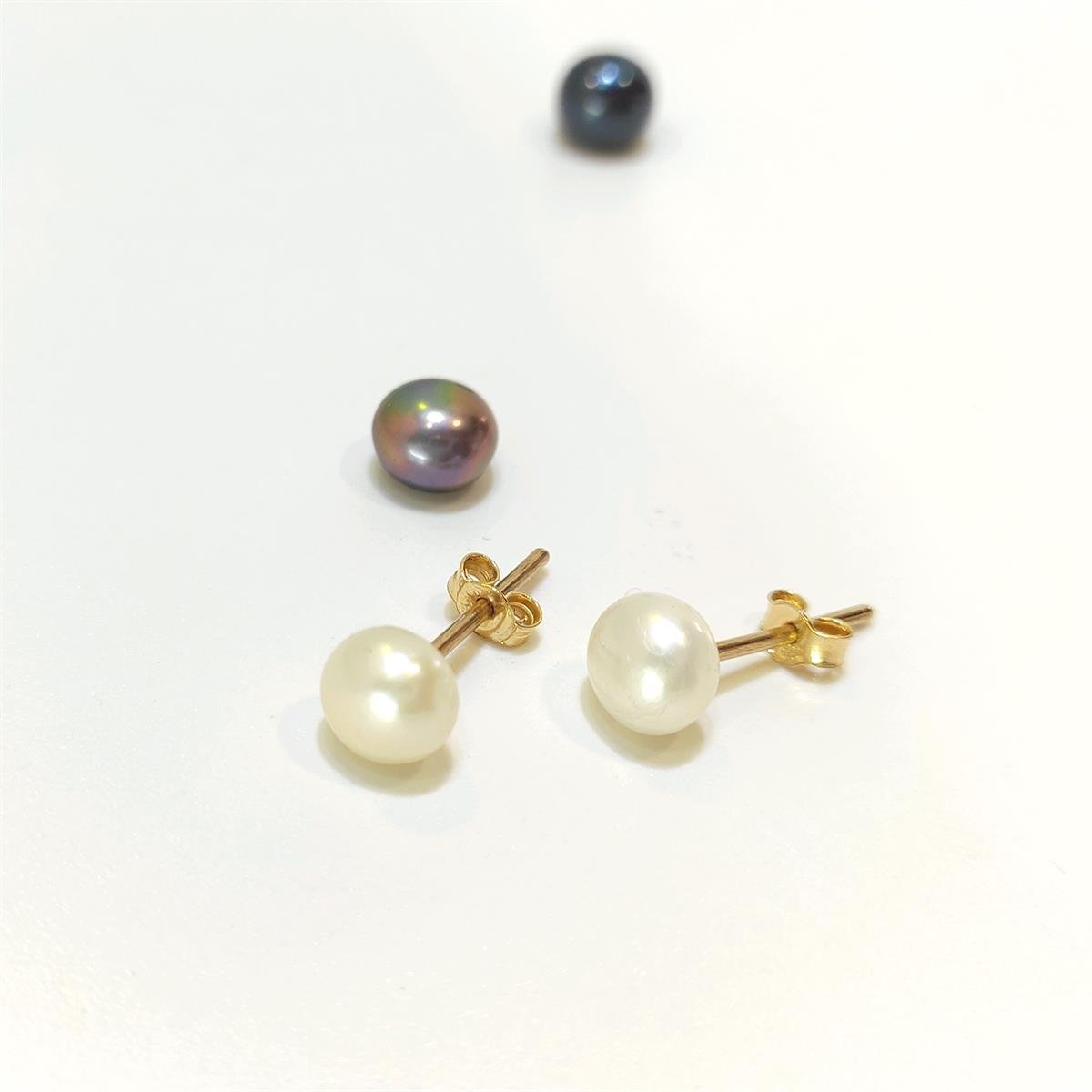 7mm İnci Vidalı Top Küpe 14 Ayar Altın HD VİDEOLU