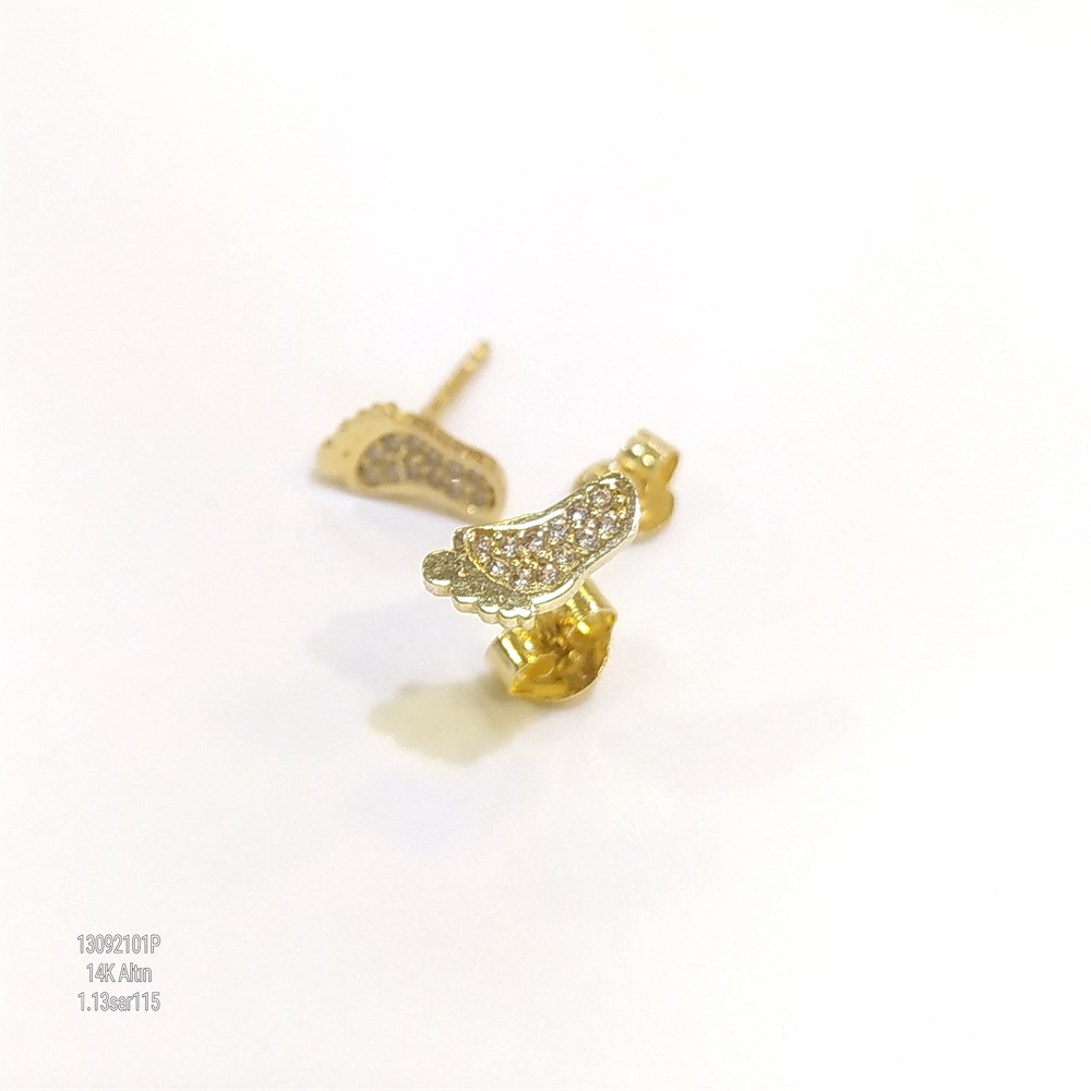 Bebek Ayağı Vidalı Küpe 14 Ayar Altın