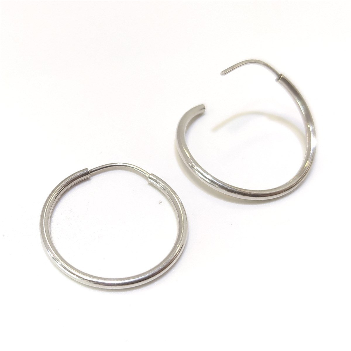 Beyaz Halka Küpe 14 Ayar Altın