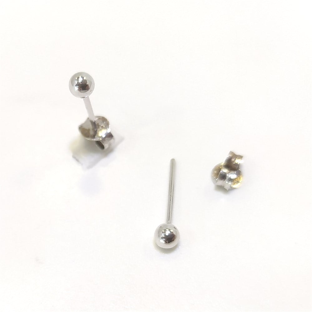 Beyaz Top Vidalı Küpe 14 Ayar Altın