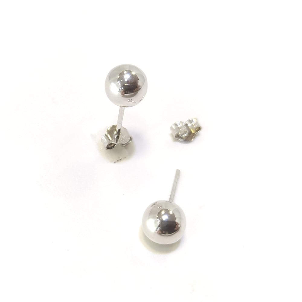 Beyaz Top Vidalı Küpe 14 Ayar Altın