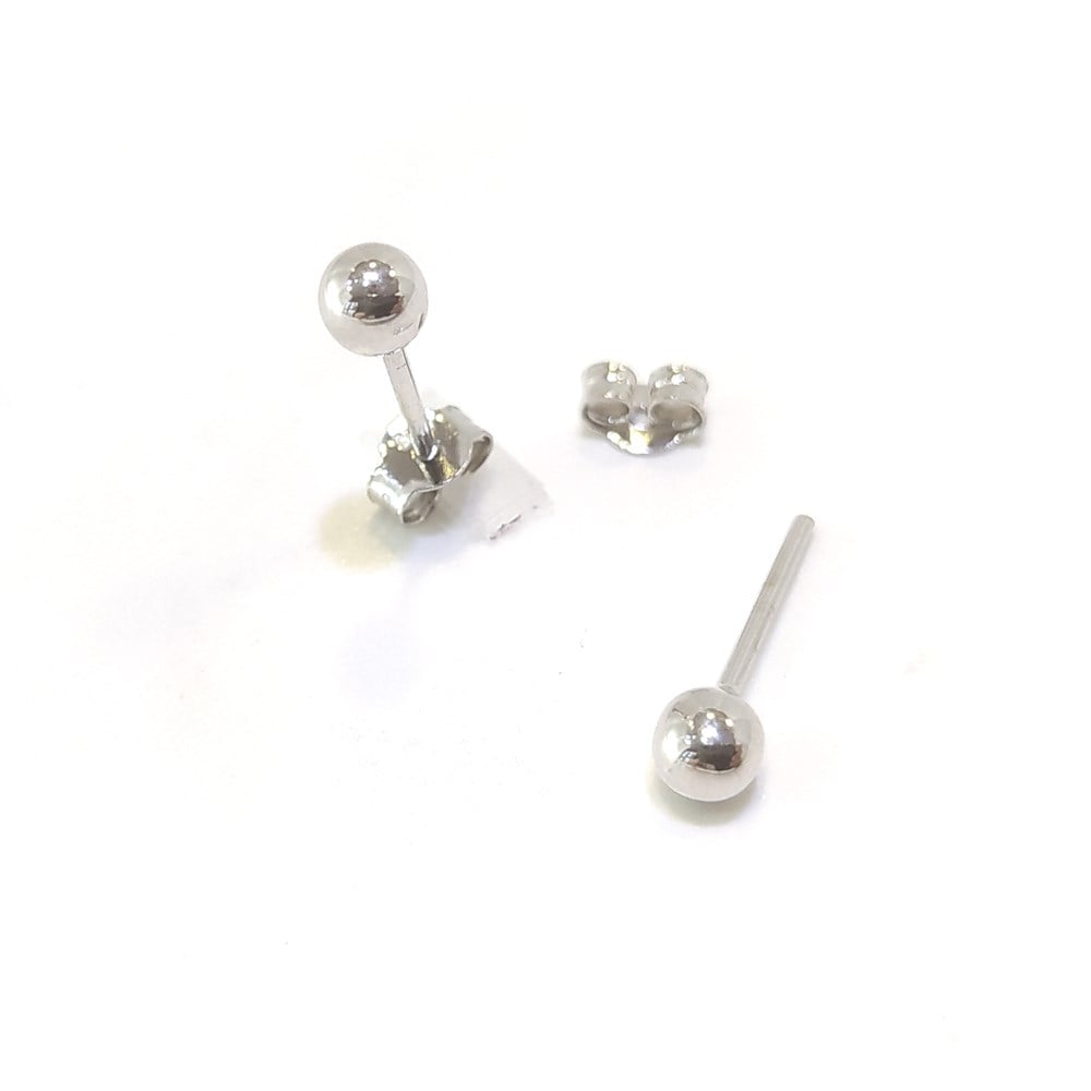 Beyaz Top Vidalı Küpe 14 Ayar Altın