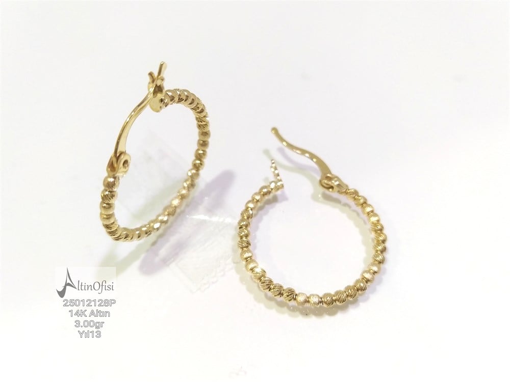 Dorika Toplu Halka Küpe  14 Ayar Altın