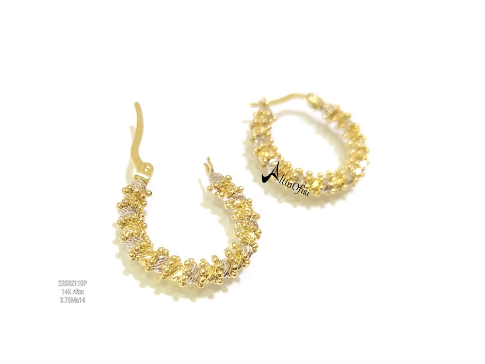 Dorika Toplu Halka Küpe 14 Ayar Altın