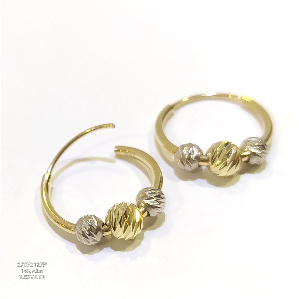 Dorika Toplu Halka Küpe 14 Ayar Altın