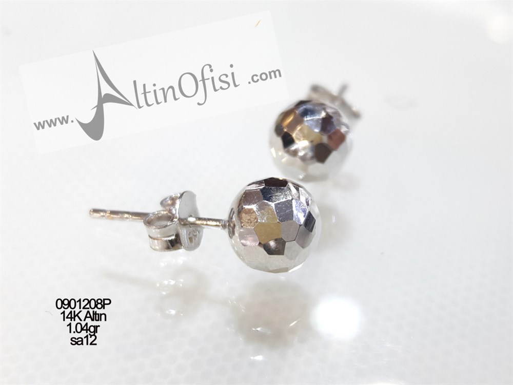 Dövme Top Küpe 14 Ayar Altın 3 Boyutlu Resim