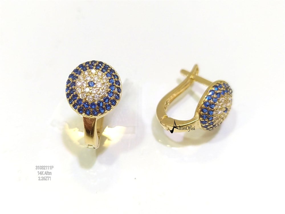 Göz J Küpe 14 Ayar Altın