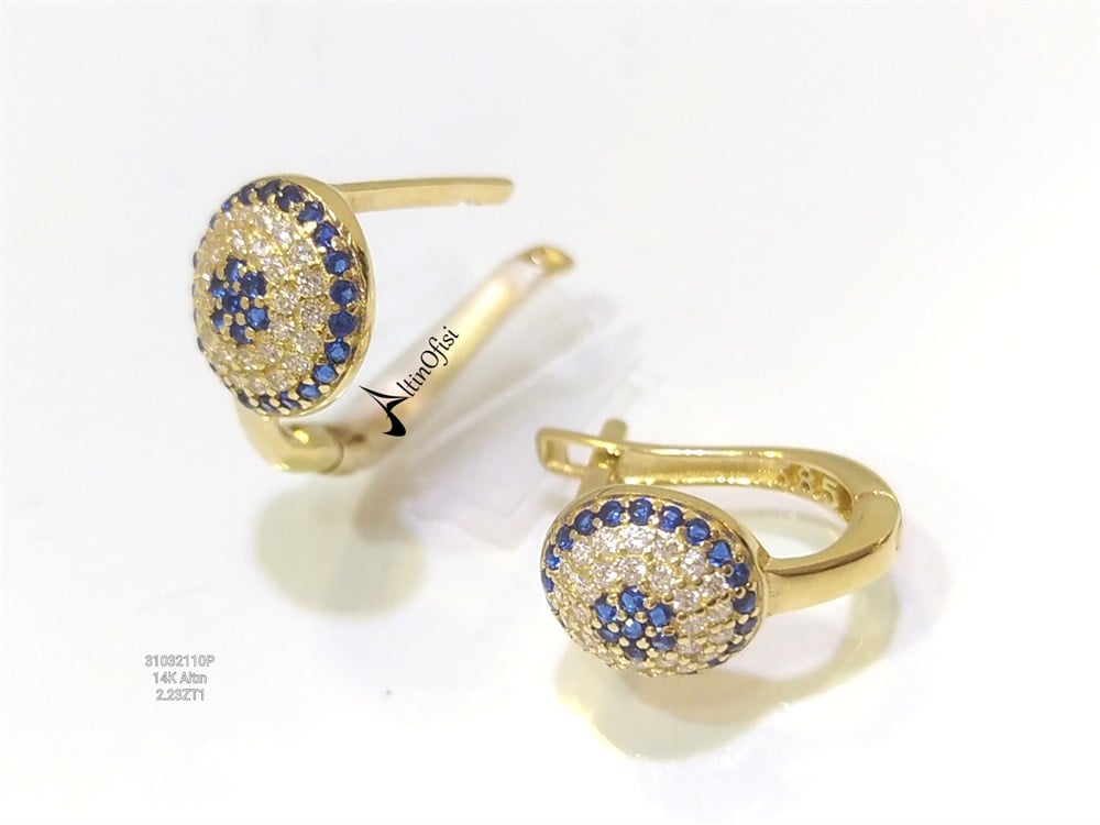 Göz J Küpe 14 Ayar Altın