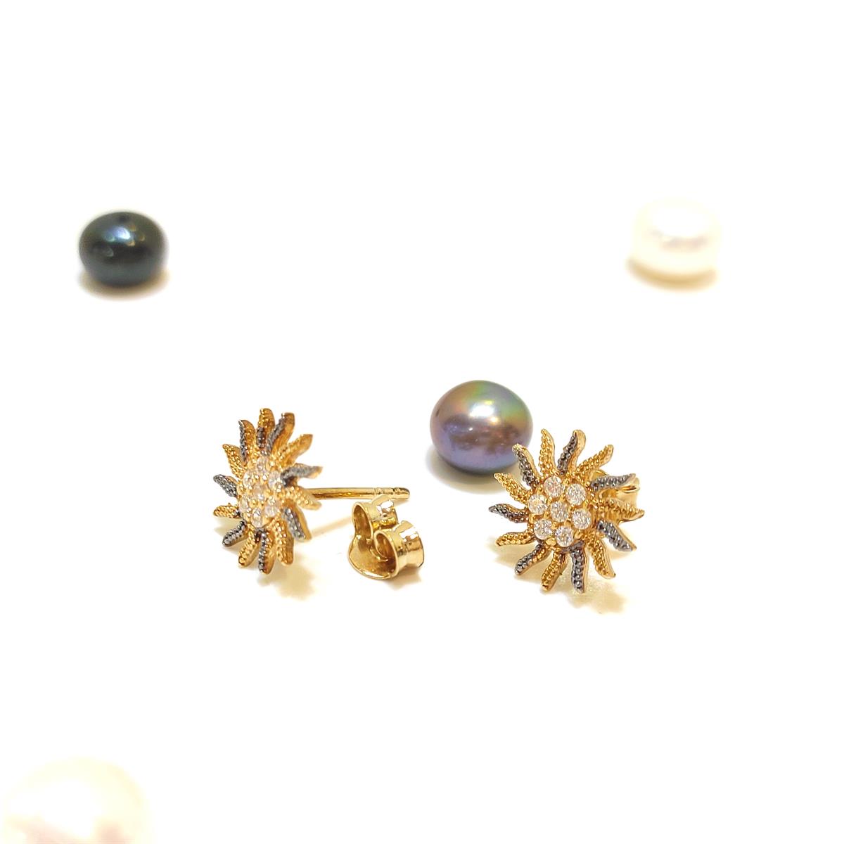 Güneş Vidalı Küpe 14 Ayar Altın HD VİDEOLU