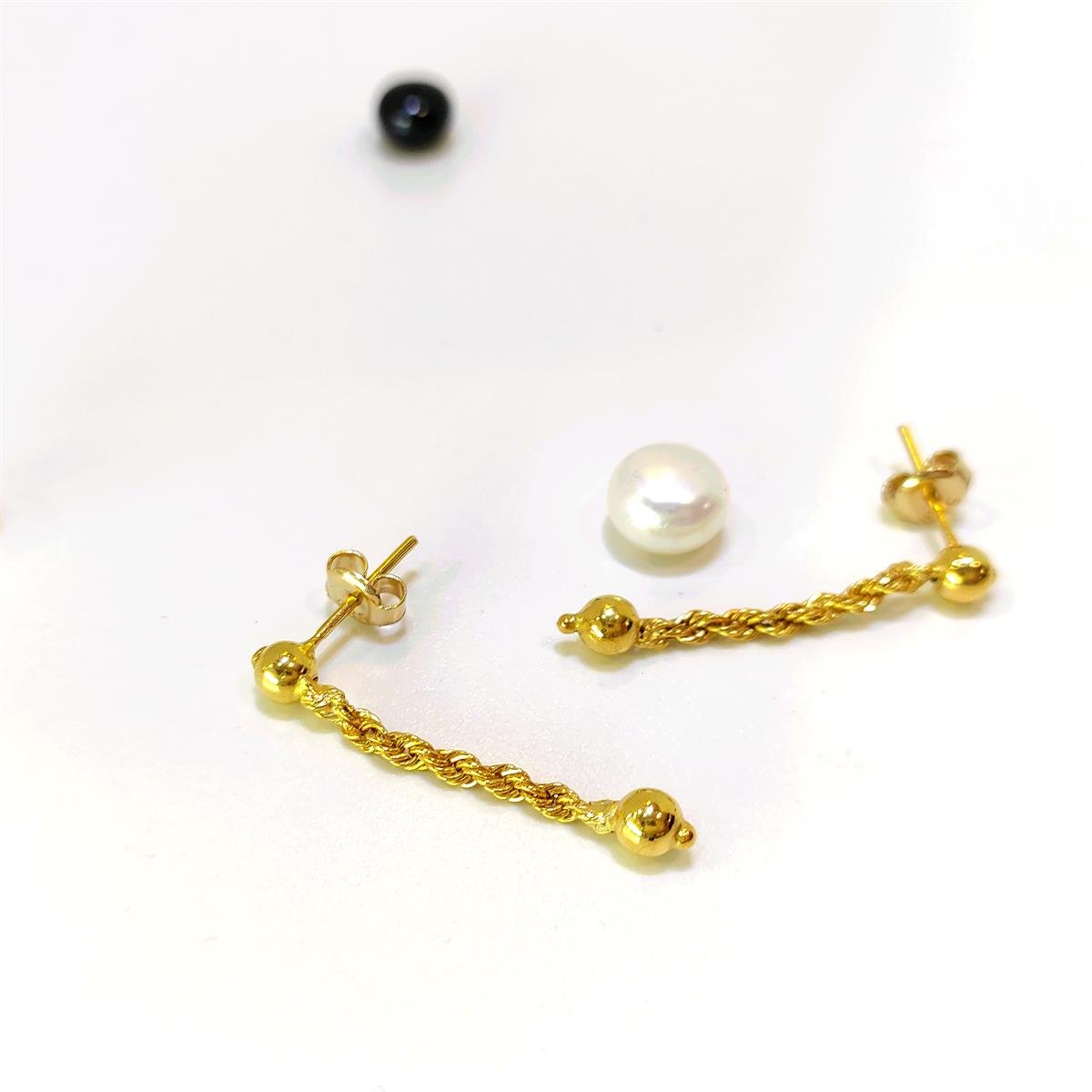 Halat Zincirli Küpe 14 Ayar Altın HD VİDEOLU