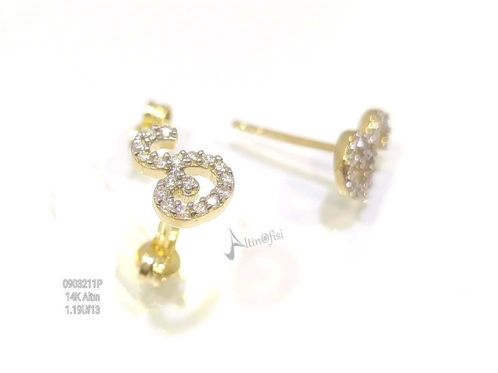 Harf Küpe  14 Ayar Altın