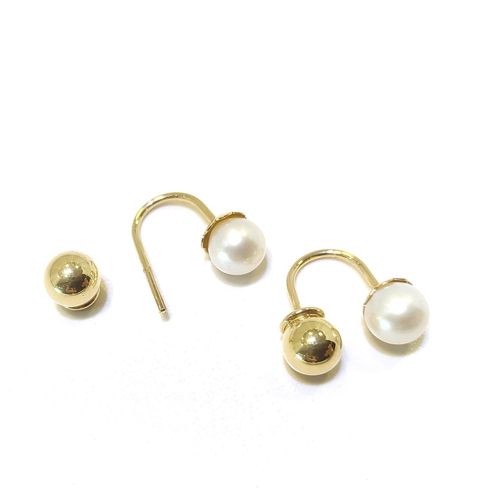 İnci Kiraz Top Küpe 14 Ayar Altın 6.50mm inci çapı