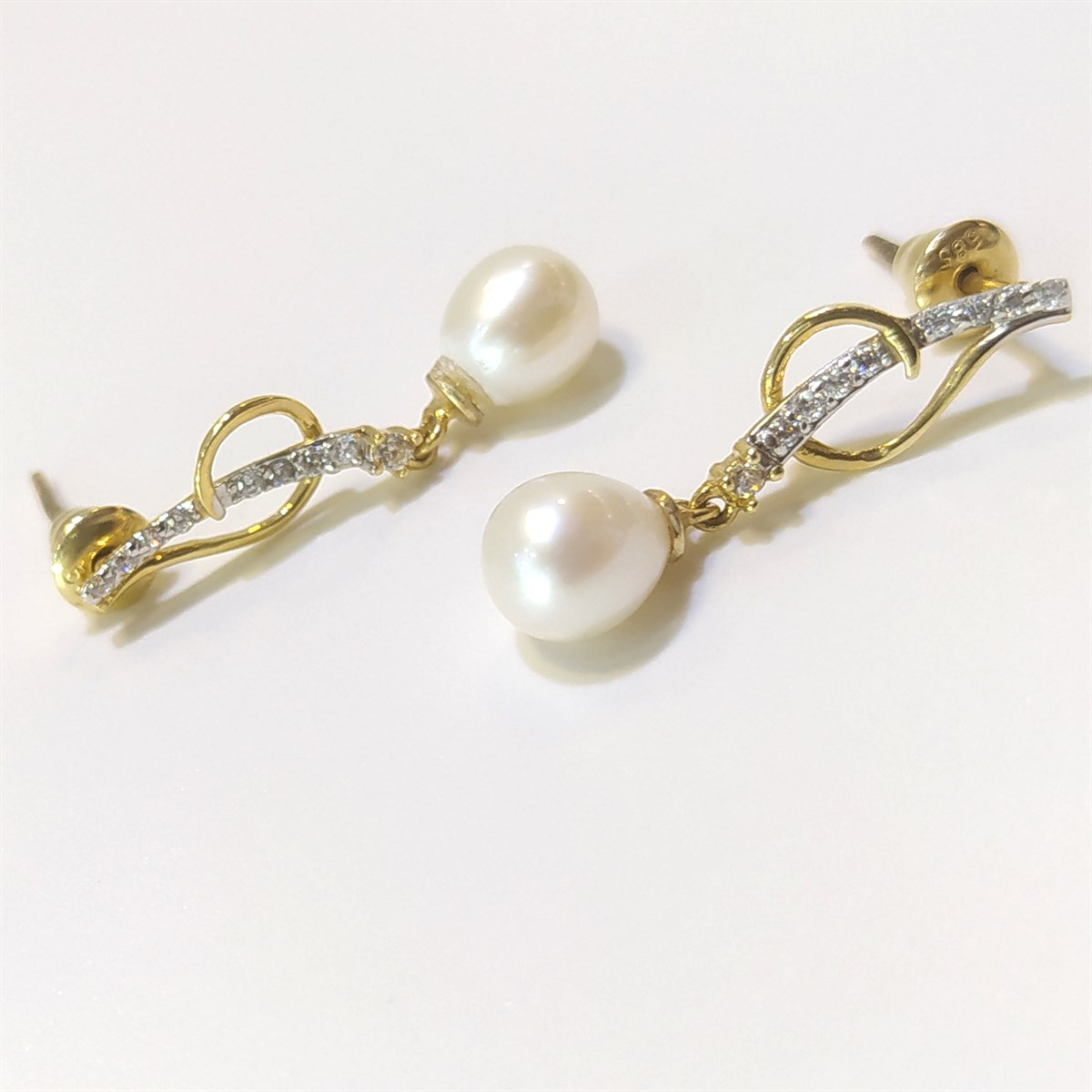 İnci Küpe 14 Ayar Altın