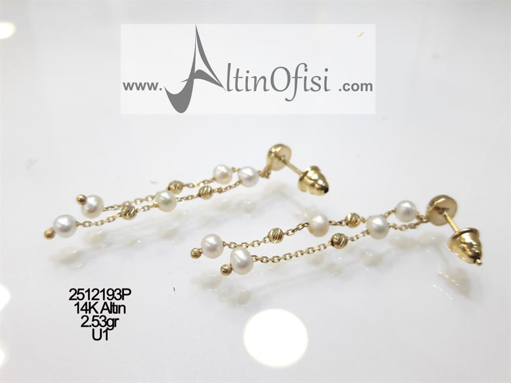 İnci Küpe 14 Ayar Altın