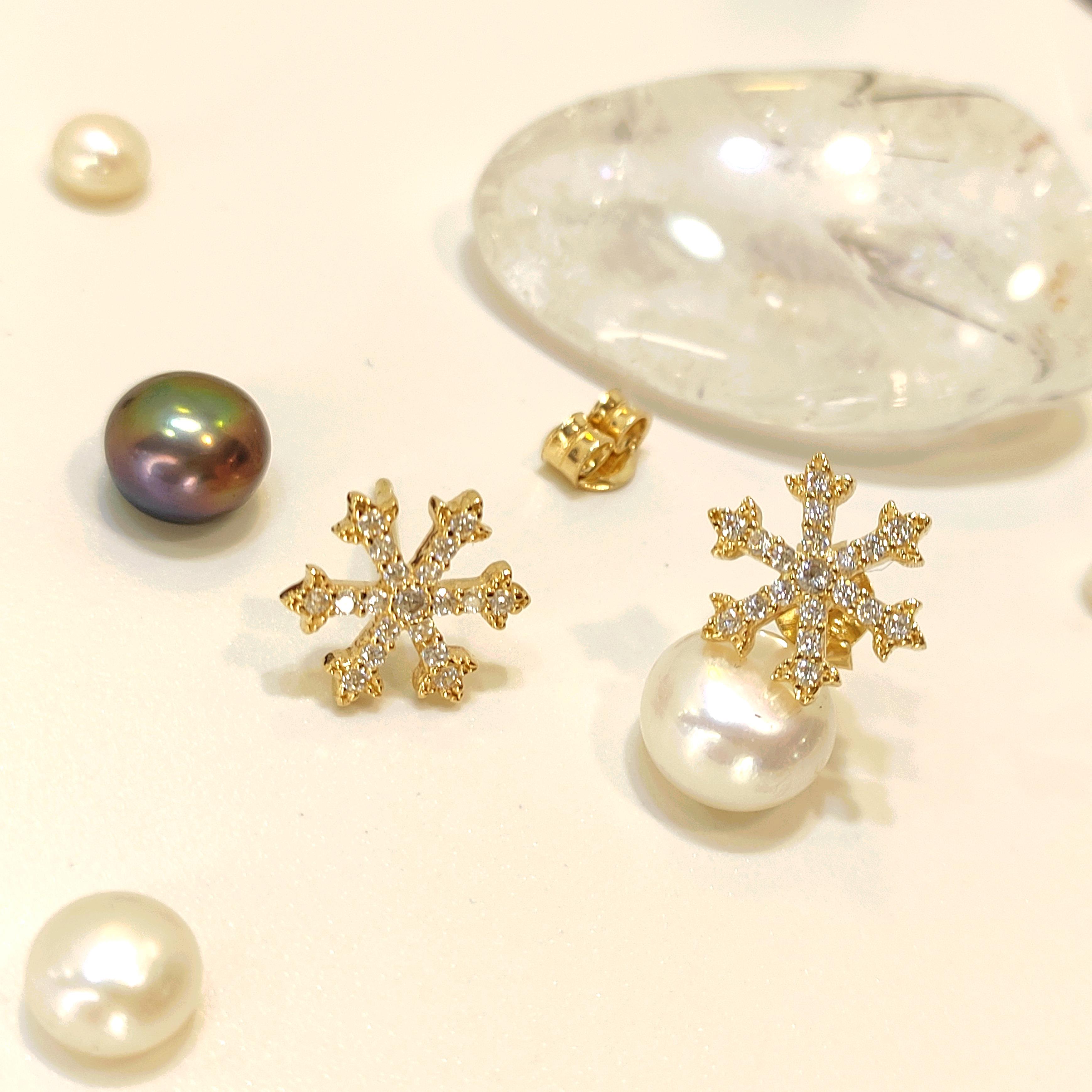 Kar Tanesi Vidalı Küpe 14 Ayar Altın 