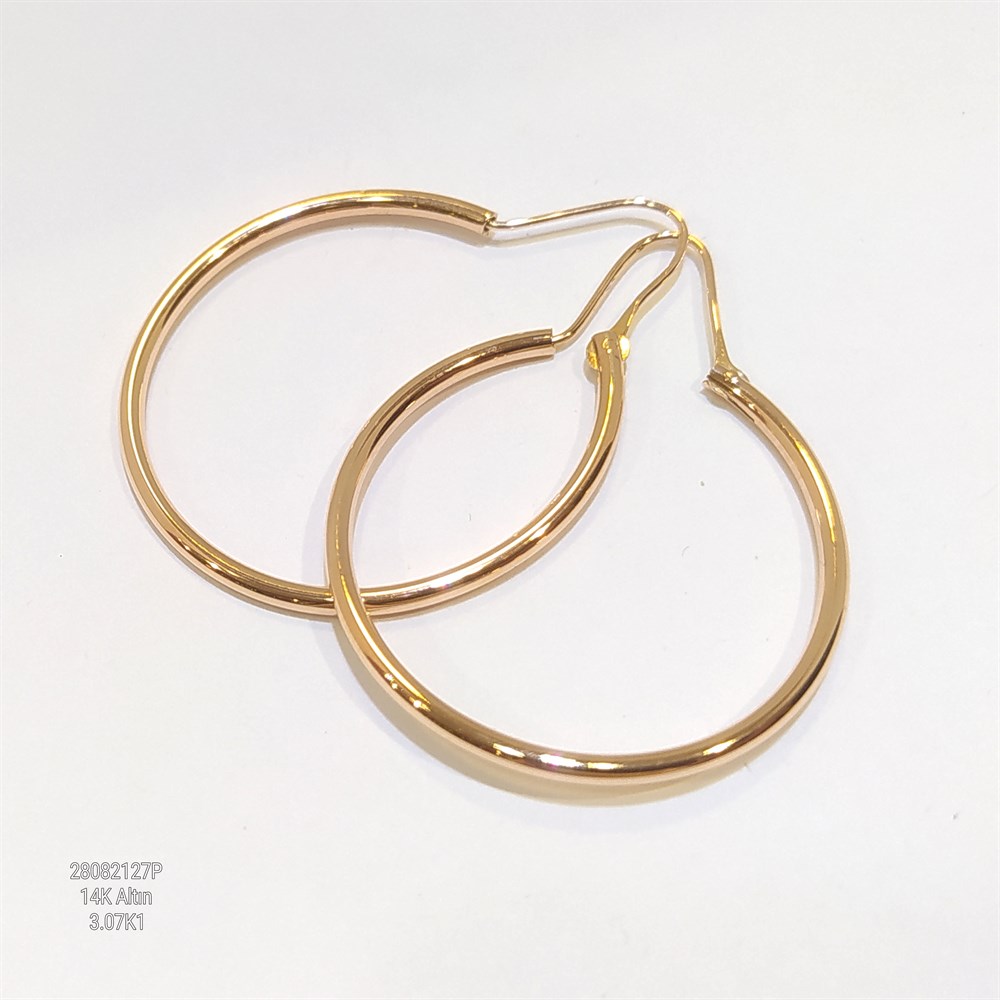 Klasik Halka Sallanan Küpe 14 Ayar Altın