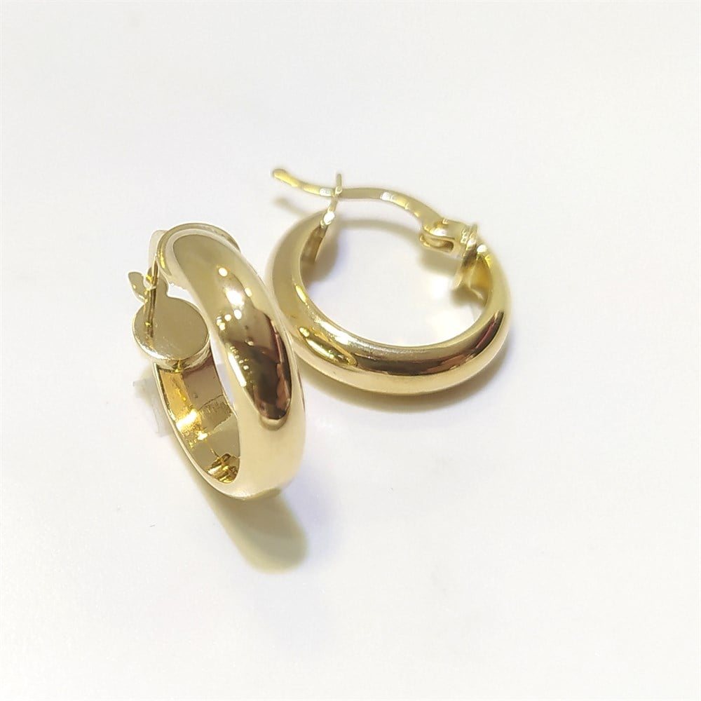 Klasik Küpe Halka Küpe 14 Ayar Altın