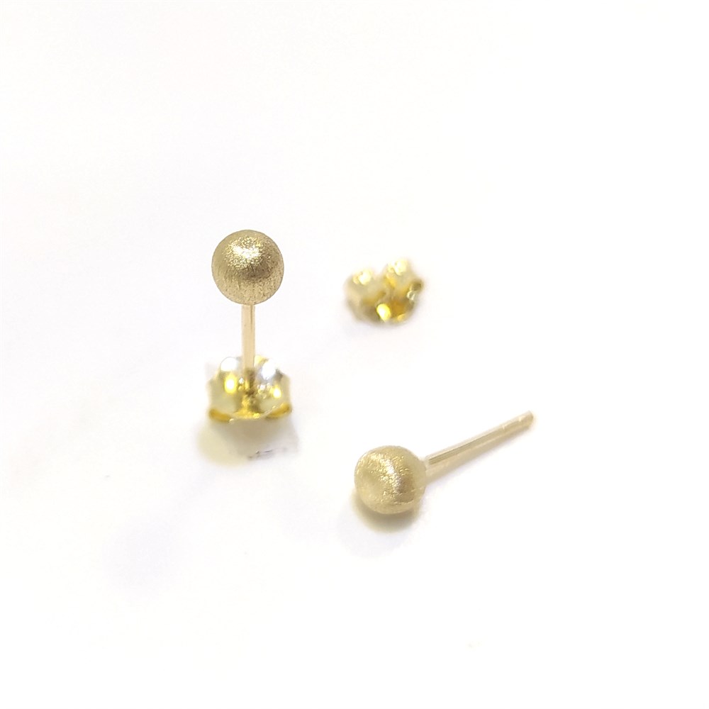 Kumlu Top Vidalı Küpe 14 Ayar Altın