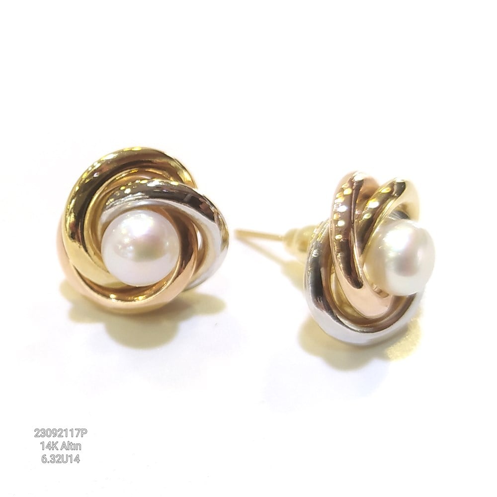 Olimpiyat İnci Küpe 14 Ayar Altın