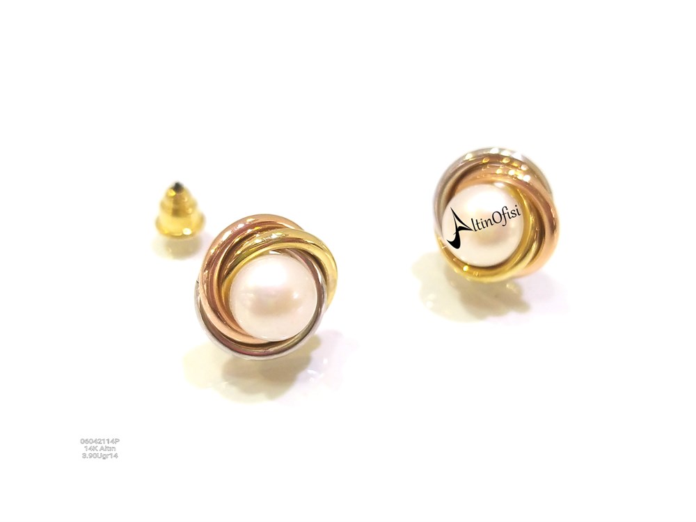 Olimpiyat  İnci Küpe 14 Ayar Altın