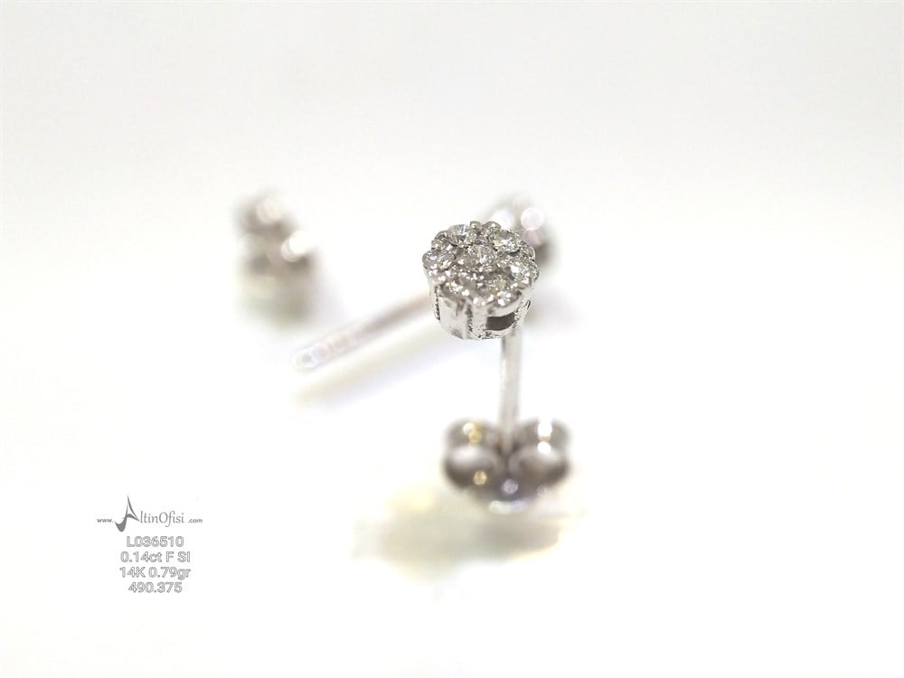 Pırlanta Kronet Tektaş Küpe 14 Ayar Altın