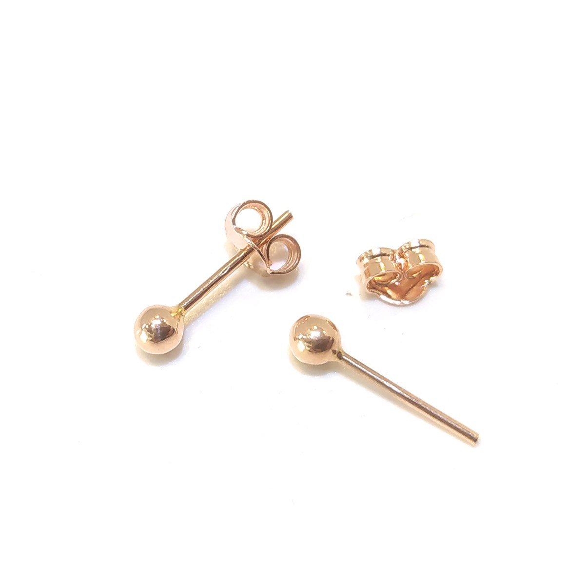 Roze 3,2mm Top Küpe 14 Ayar Altın