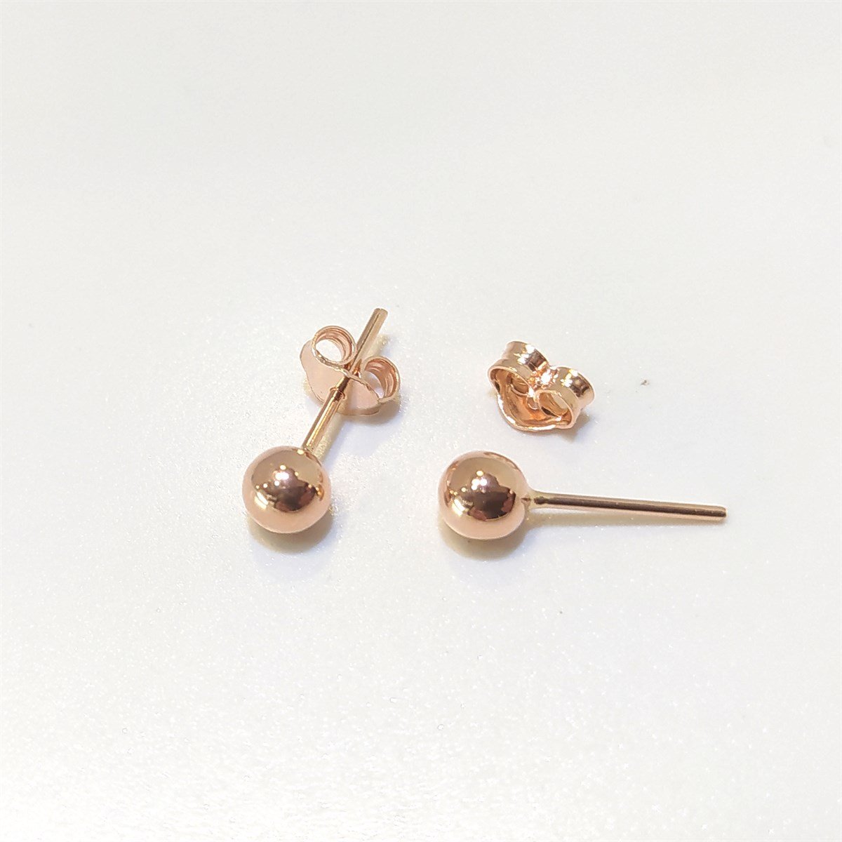 Roze 5mm Top Küpe 14 Ayar Altın