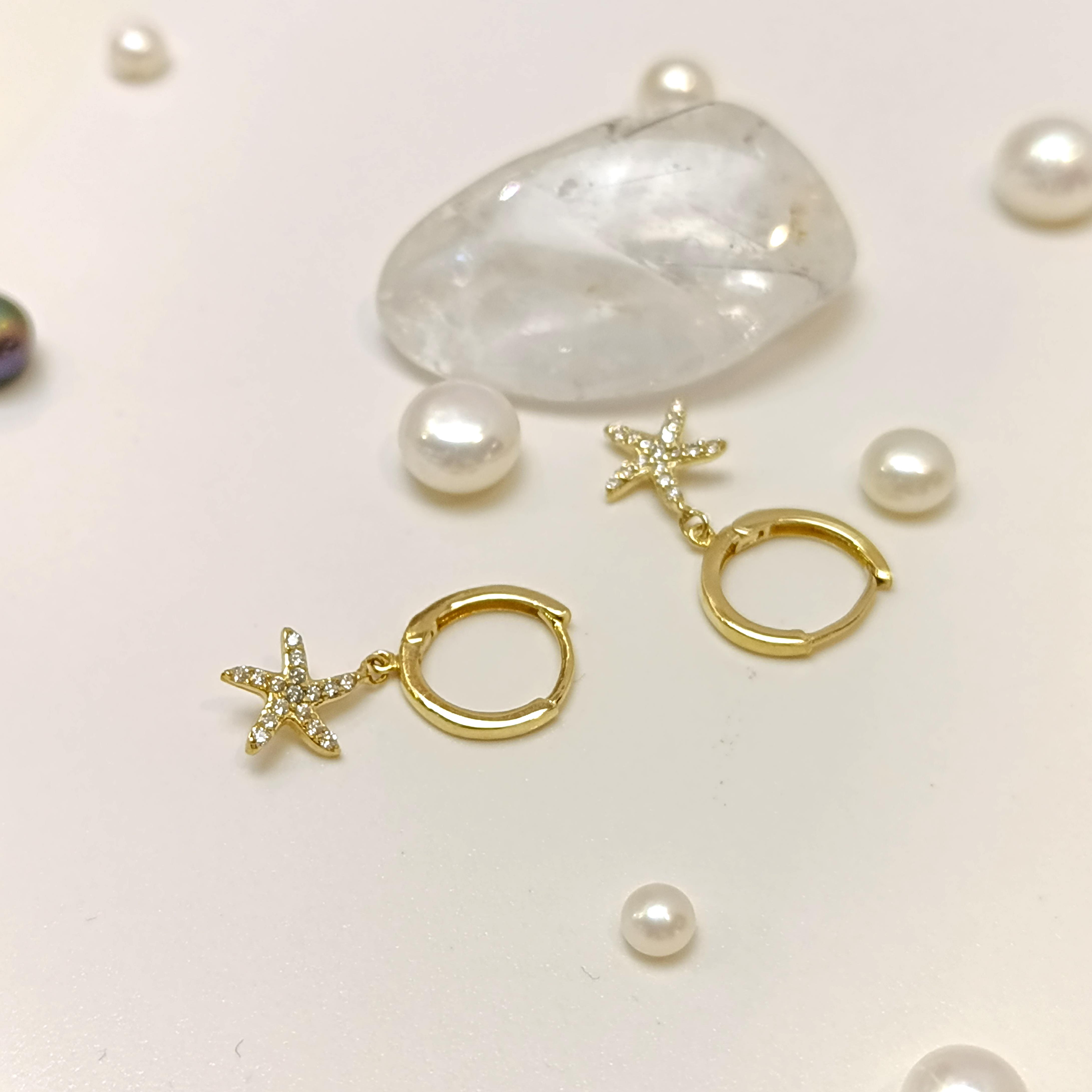 Sallanan Yıldız Küpe 14 Ayar Altın HD VİDEOLU