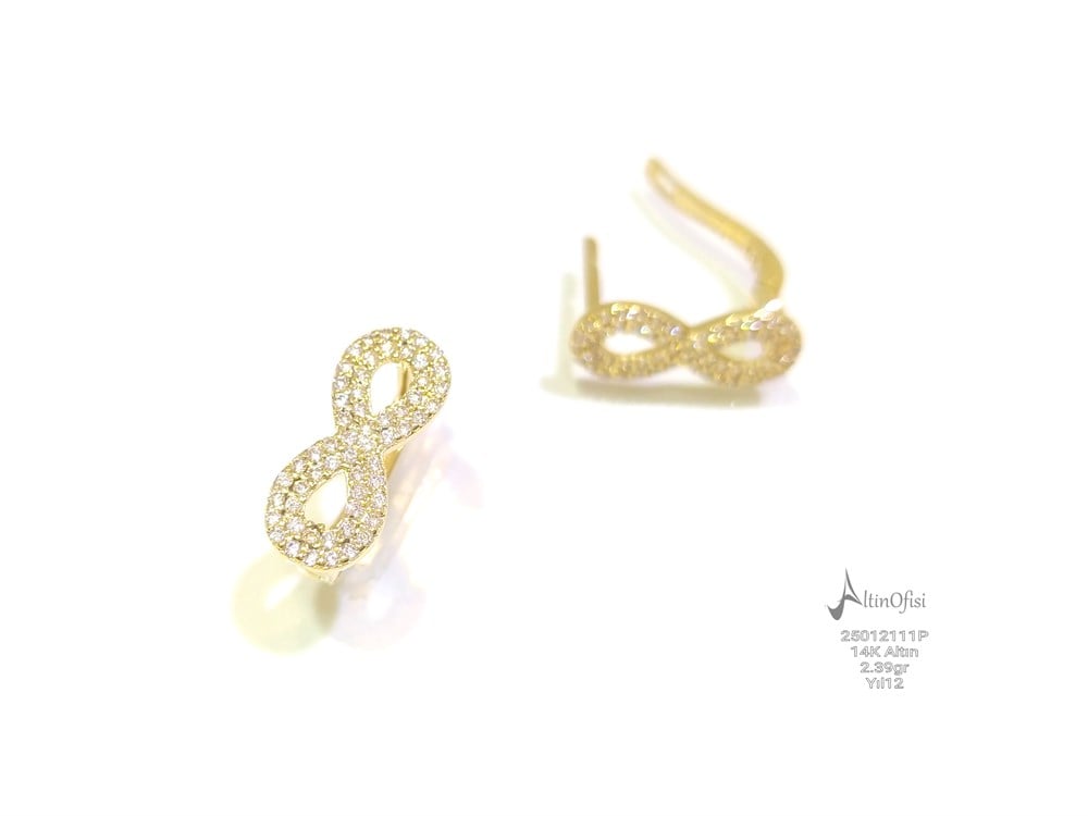 Sonsuzluk Küpe  14 Ayar Altın